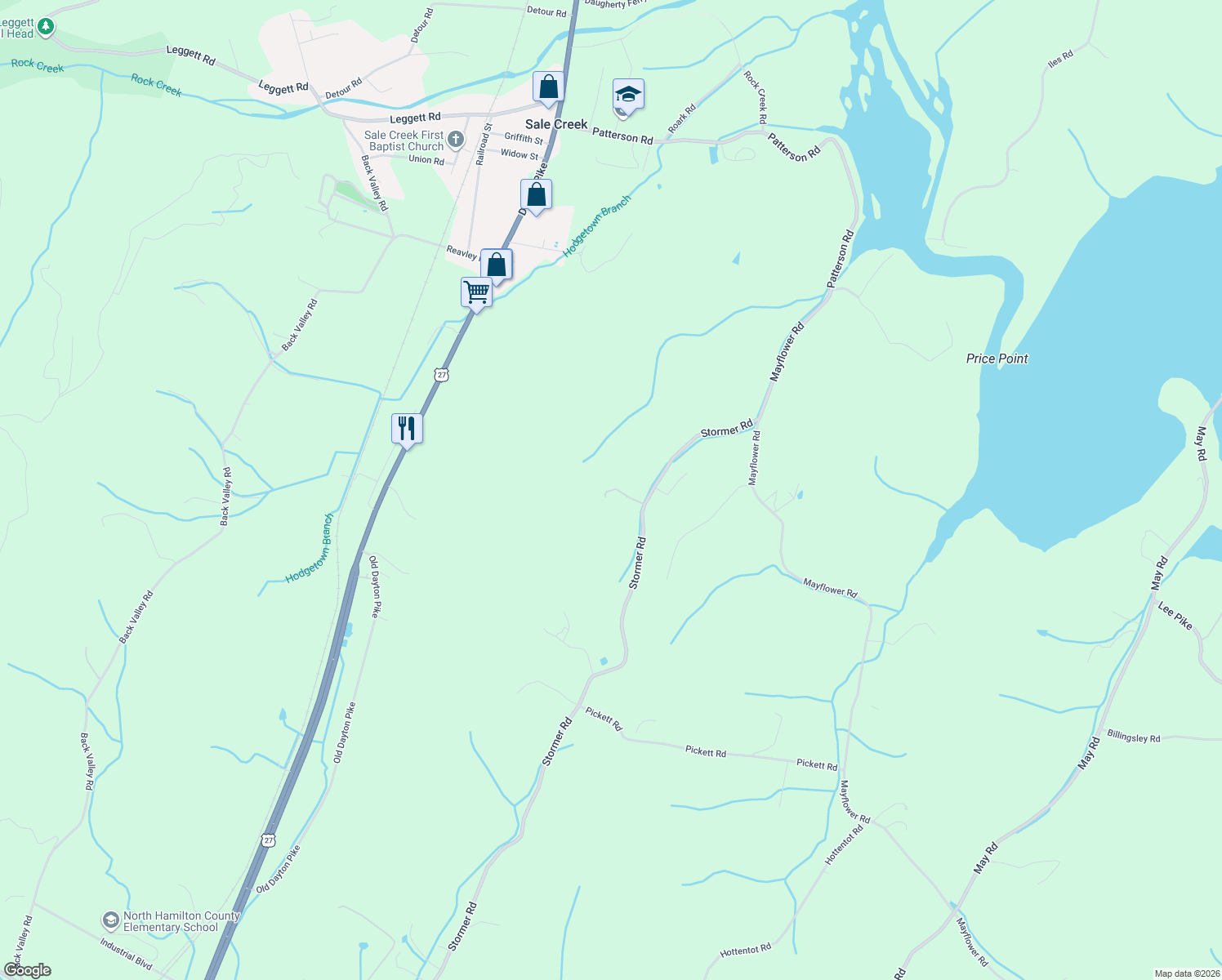 map of restaurants, bars, coffee shops, grocery stores, and more near 749 Split Rail Way in Sale Creek