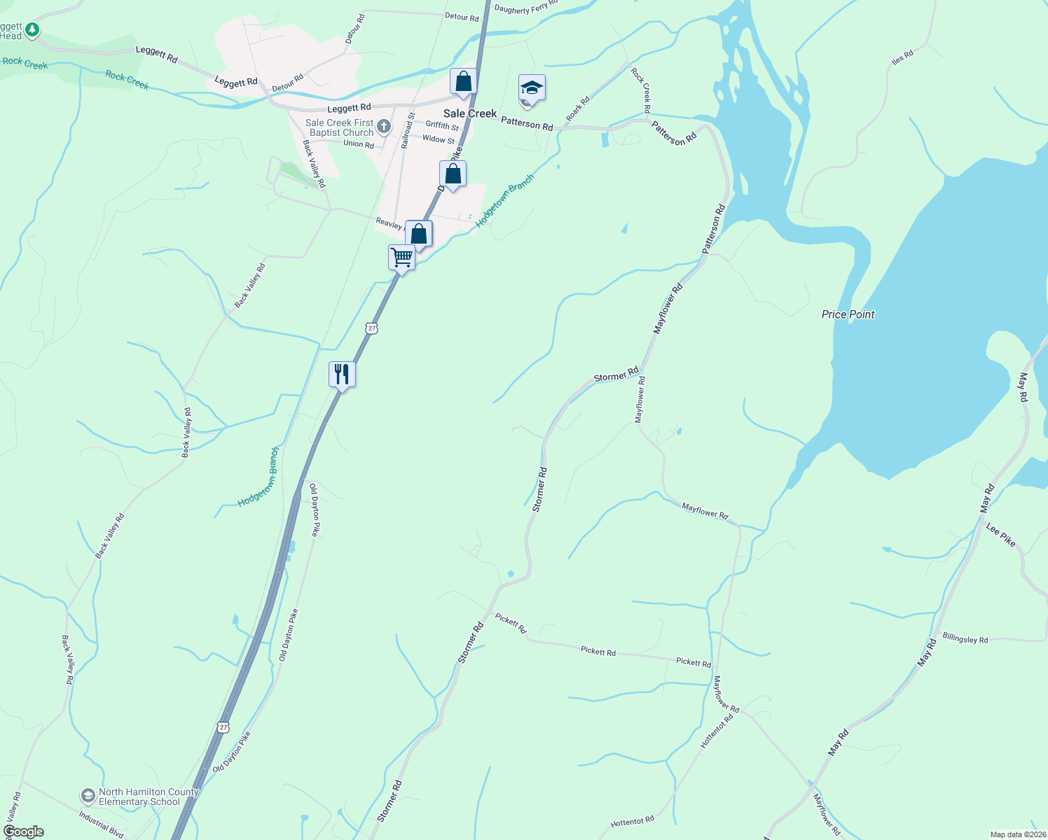 map of restaurants, bars, coffee shops, grocery stores, and more near 749 Split Rail Way in Sale Creek