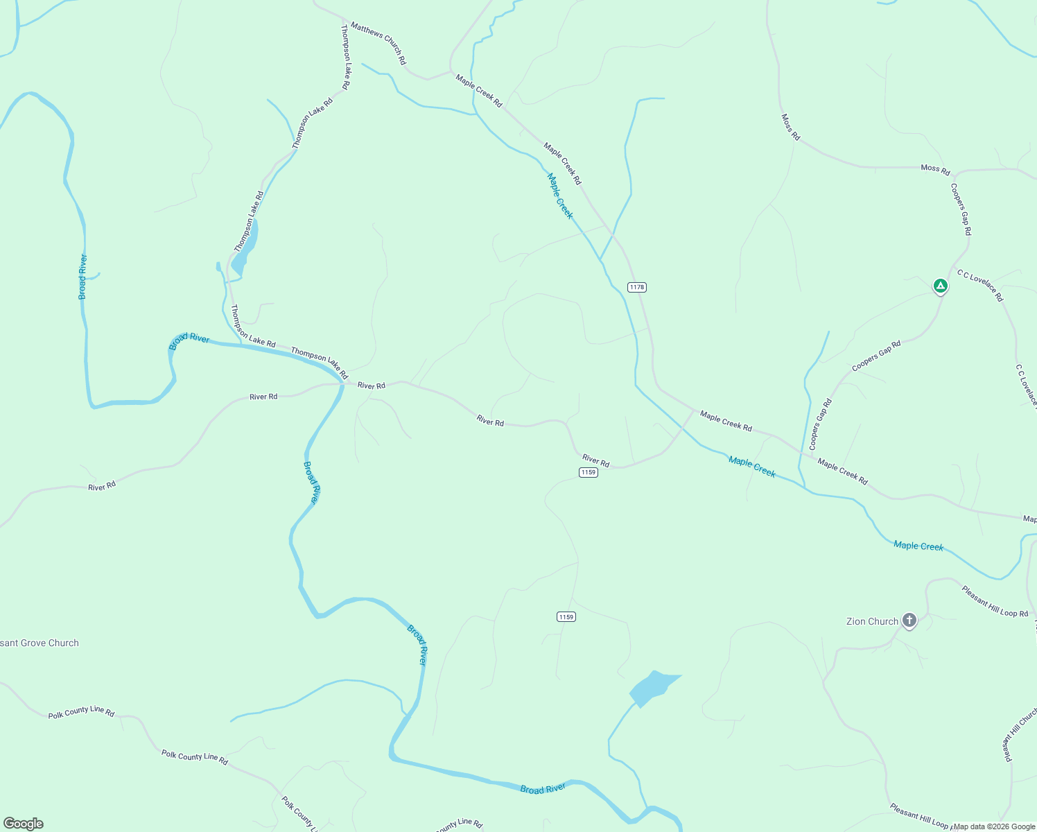 map of restaurants, bars, coffee shops, grocery stores, and more near 470 River Road in Rutherfordton