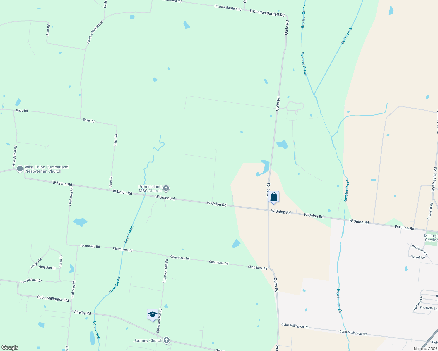 map of restaurants, bars, coffee shops, grocery stores, and more near 3960 W Union Rd in Millington