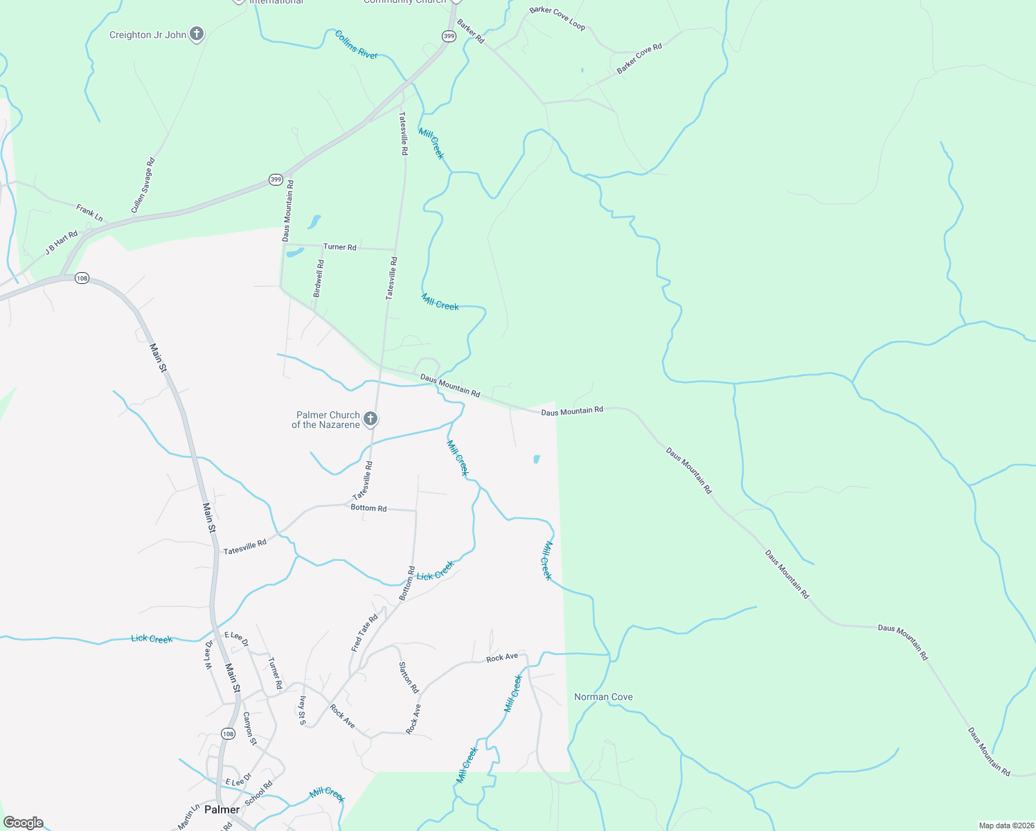 map of restaurants, bars, coffee shops, grocery stores, and more near 2435 Daus Mountain Road in Palmer