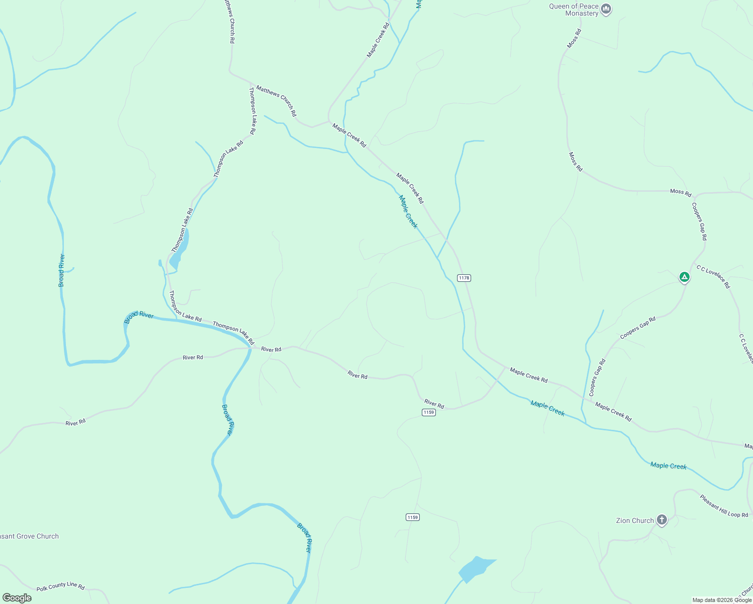 map of restaurants, bars, coffee shops, grocery stores, and more near 305 Hope Drive in Rutherfordton