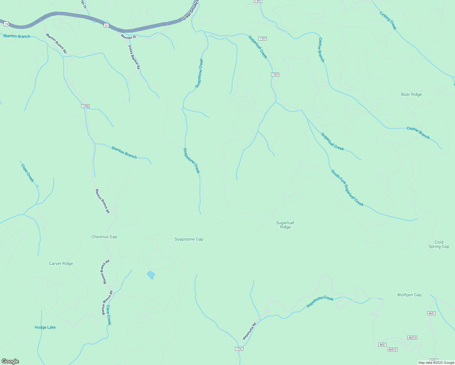 map of restaurants, bars, coffee shops, grocery stores, and more near 1155 High Line Road in Sylva