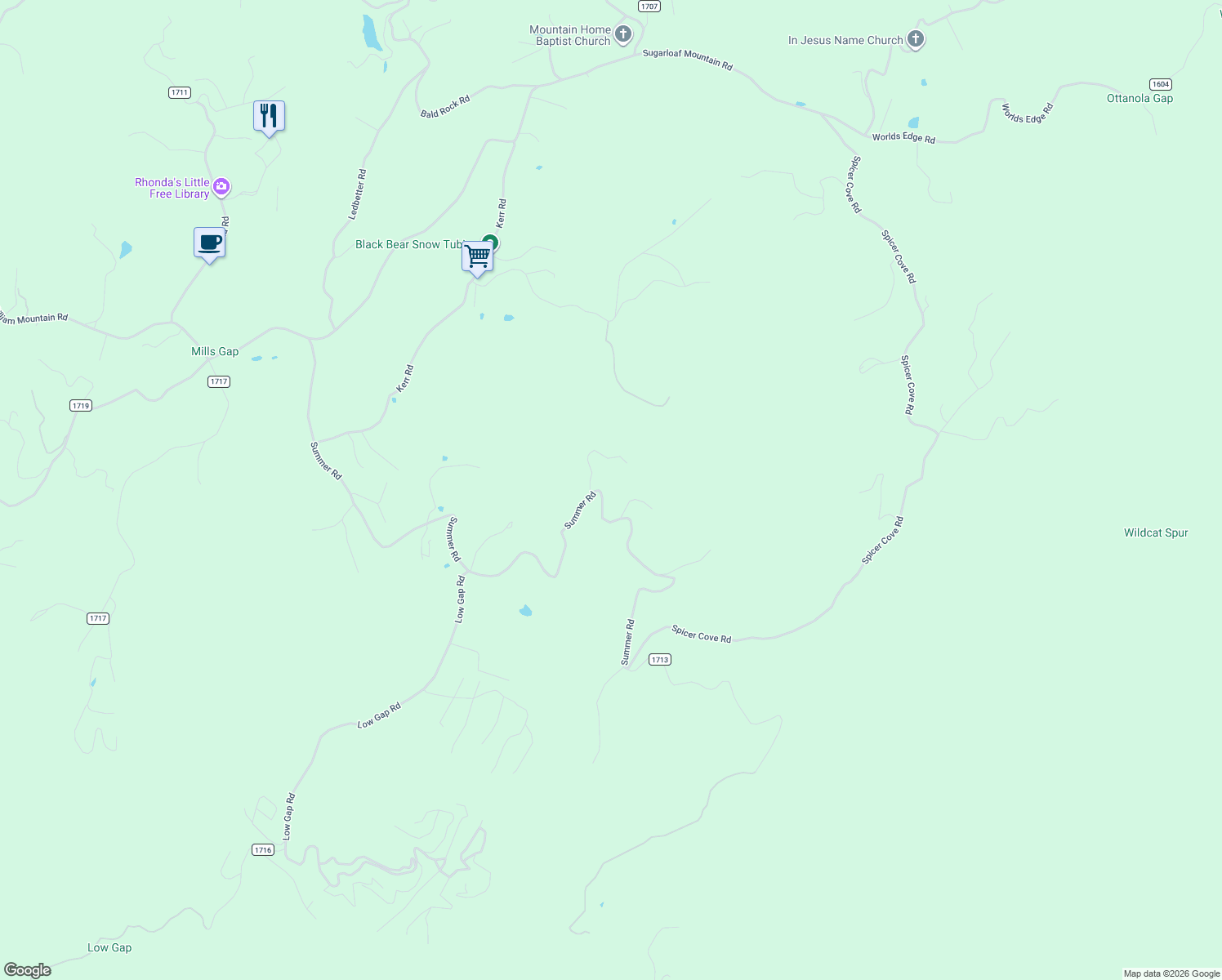 map of restaurants, bars, coffee shops, grocery stores, and more near 1807 Summer Road in Hendersonville