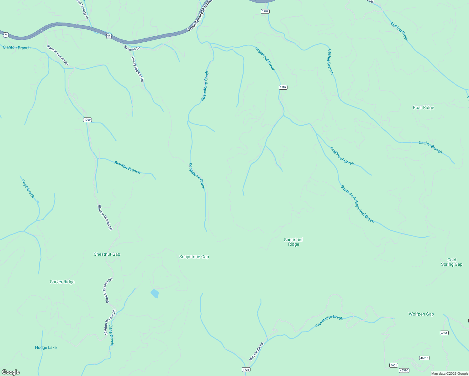 map of restaurants, bars, coffee shops, grocery stores, and more near 1043 High Line Road in Sylva