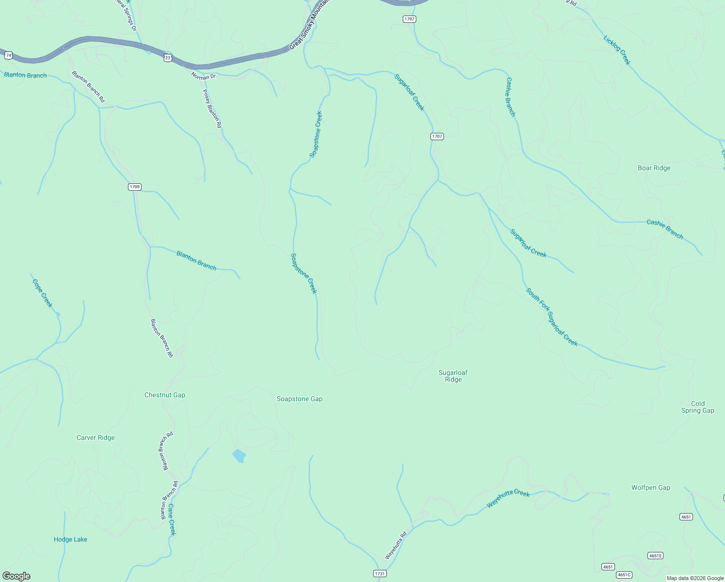 map of restaurants, bars, coffee shops, grocery stores, and more near 1043 High Line Road in Sylva