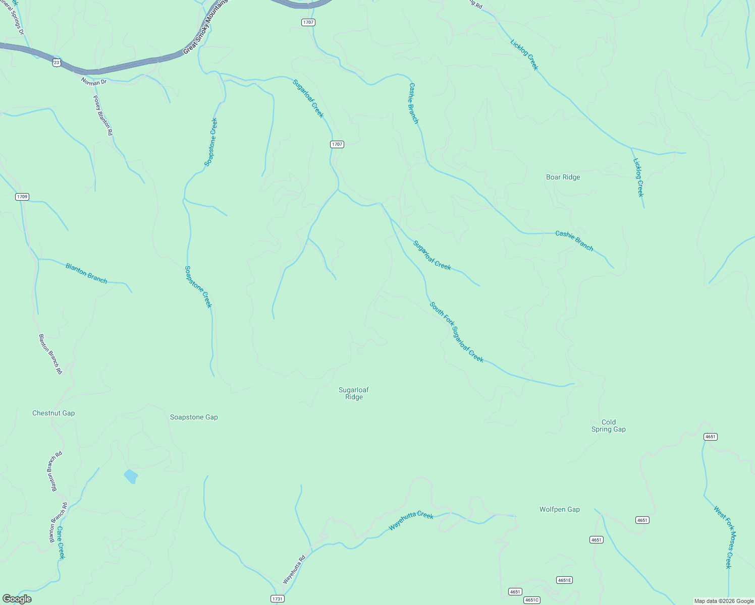 map of restaurants, bars, coffee shops, grocery stores, and more near 590 East Clubhouse Road in Sylva