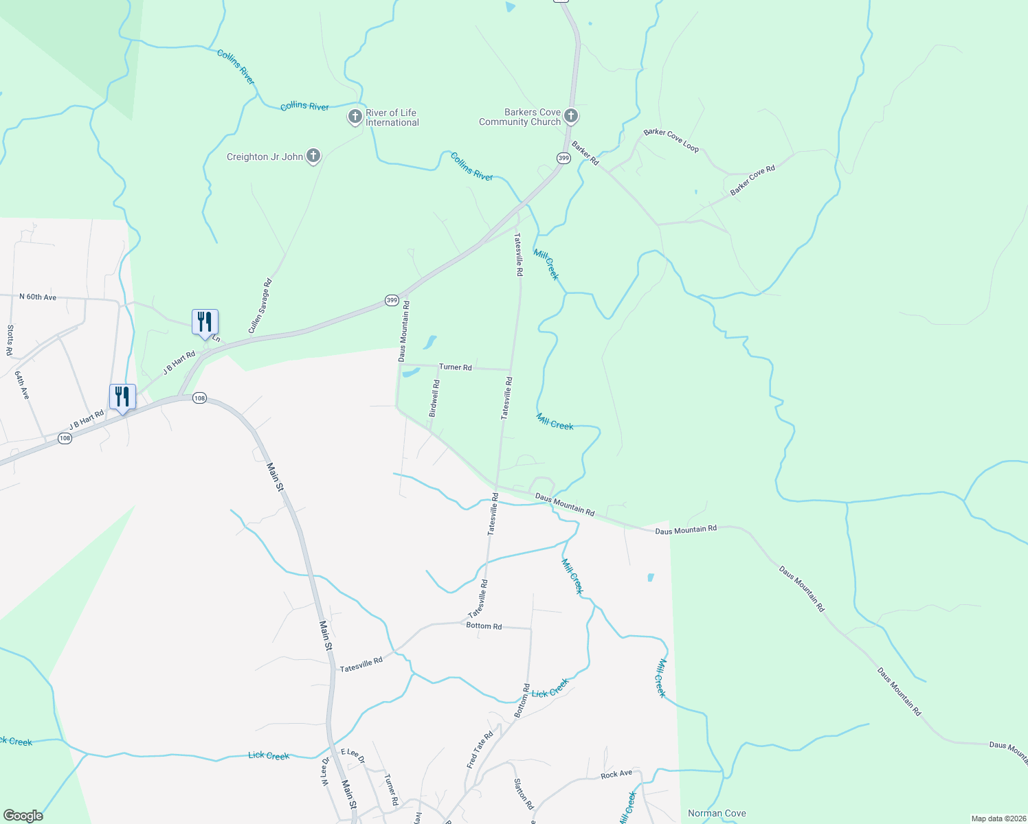 map of restaurants, bars, coffee shops, grocery stores, and more near 1274 Tatesville Rd in Palmer