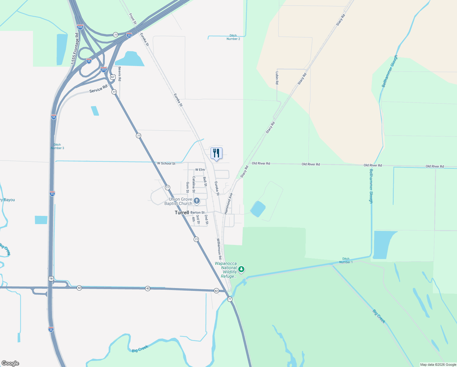 map of restaurants, bars, coffee shops, grocery stores, and more near 333 Lockhart in Turrell