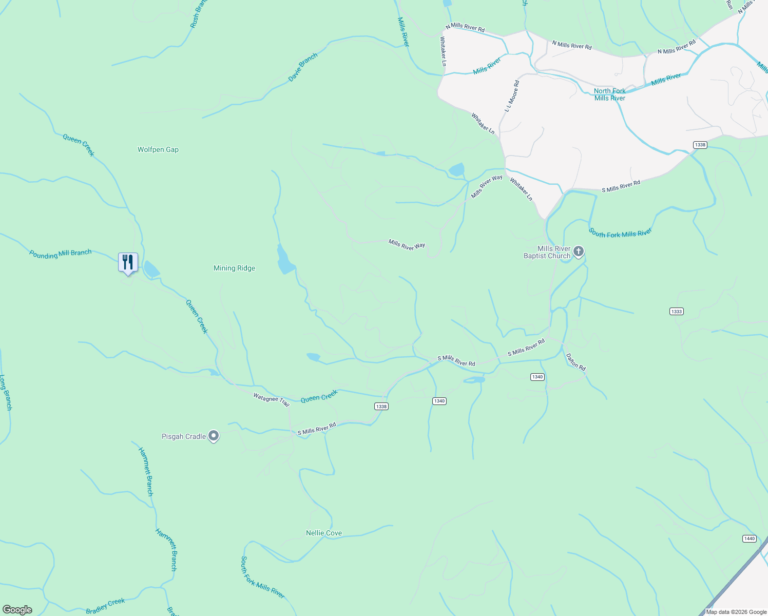 map of restaurants, bars, coffee shops, grocery stores, and more near 194 Watershed Way in Horse Shoe