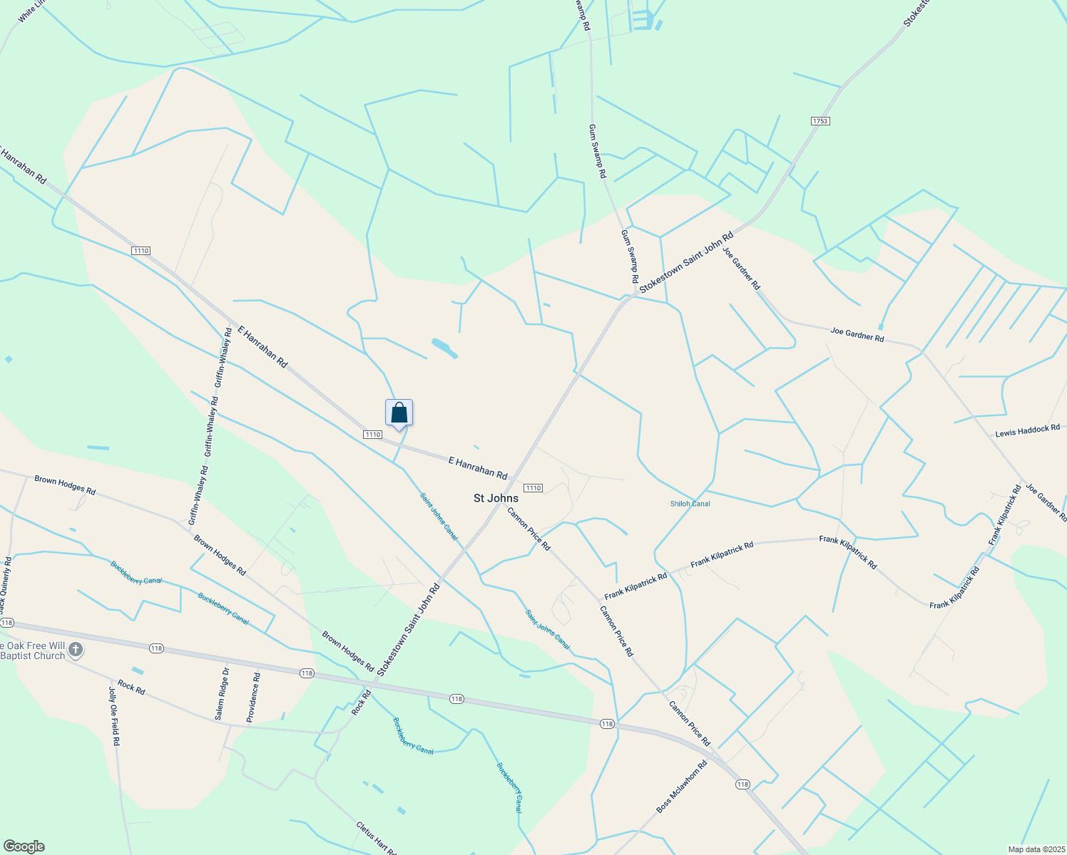 map of restaurants, bars, coffee shops, grocery stores, and more near 7178 Stokestown Saint John Road in Ayden