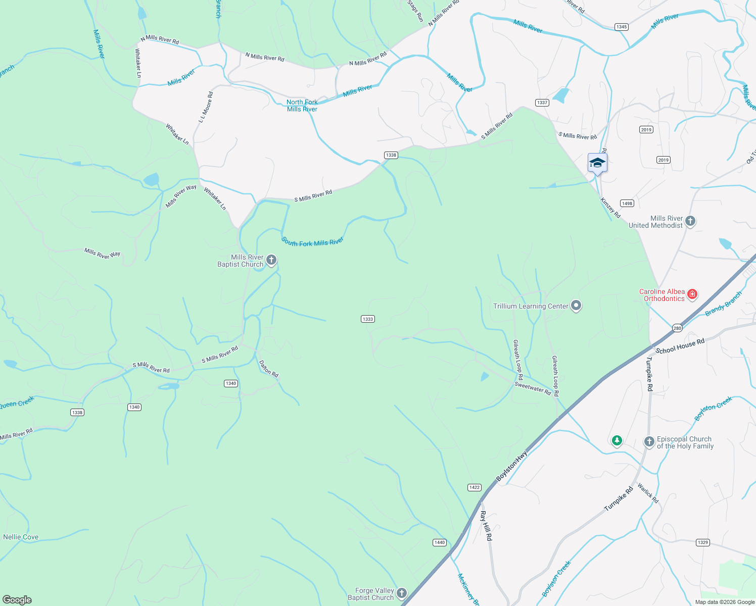 map of restaurants, bars, coffee shops, grocery stores, and more near 246 Sweetwater Road in Mills River