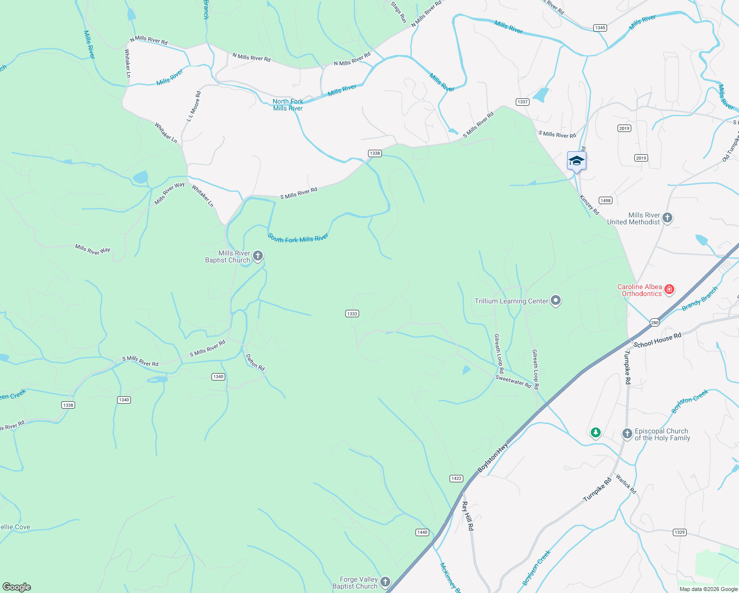 map of restaurants, bars, coffee shops, grocery stores, and more near 248 Sweetwater Road in Mills River