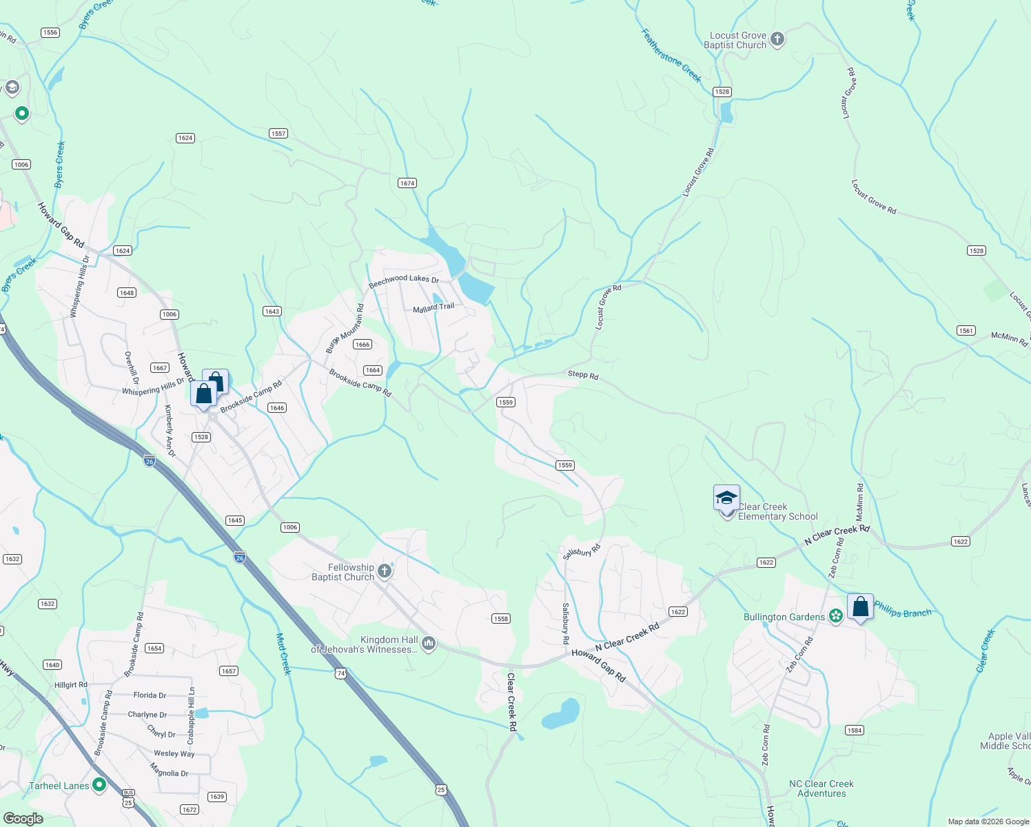 map of restaurants, bars, coffee shops, grocery stores, and more near 720 Salisbury Road in Hendersonville