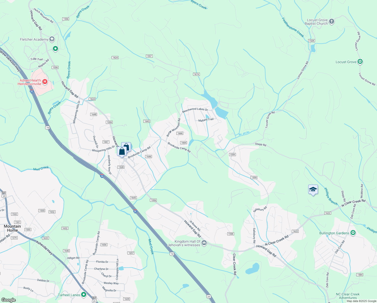 map of restaurants, bars, coffee shops, grocery stores, and more near 85 Old Farm Circle in Hendersonville