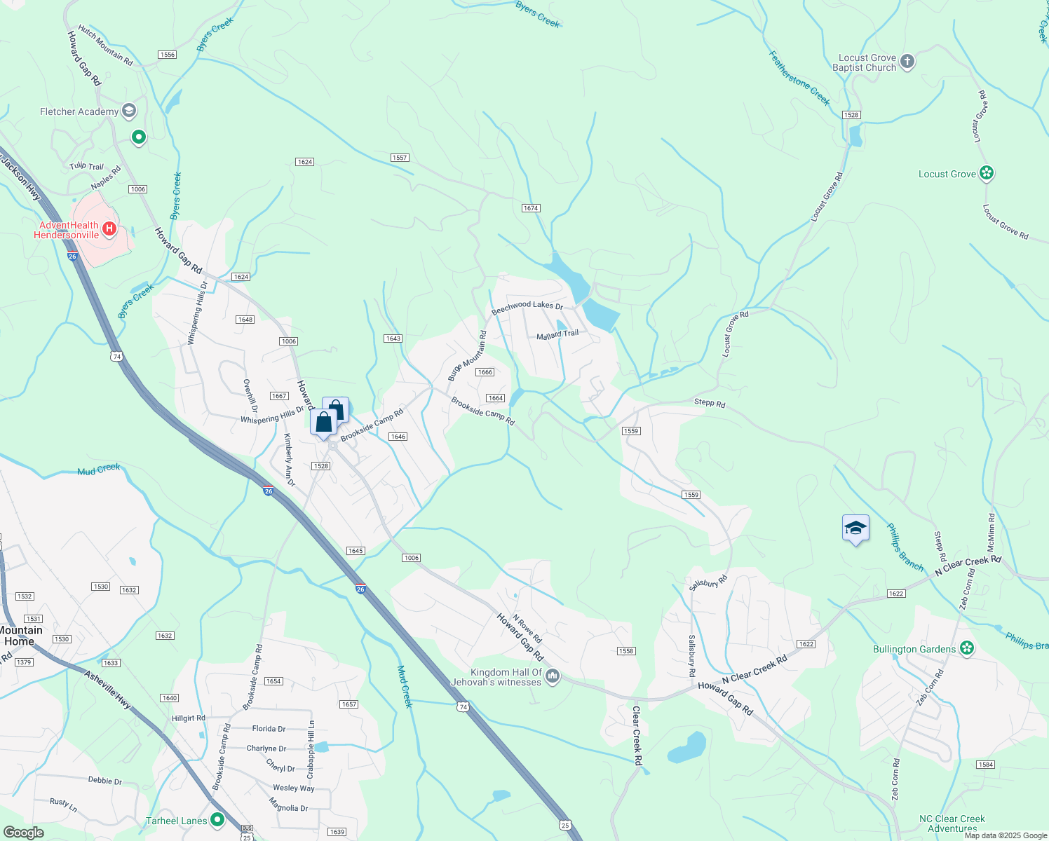 map of restaurants, bars, coffee shops, grocery stores, and more near 85 Old Farm Circle in Hendersonville