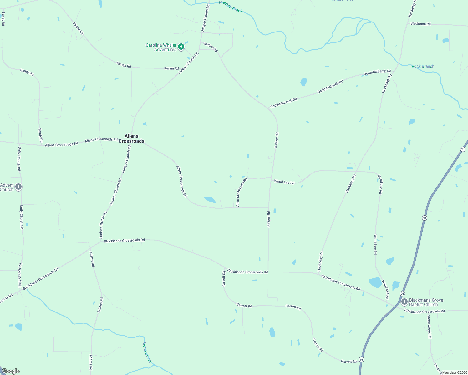 map of restaurants, bars, coffee shops, grocery stores, and more near 230 Allens Crossroads Rd in Four Oaks