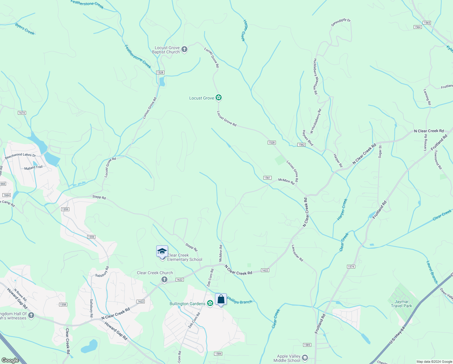 map of restaurants, bars, coffee shops, grocery stores, and more near 90 Willard Lane in Hendersonville