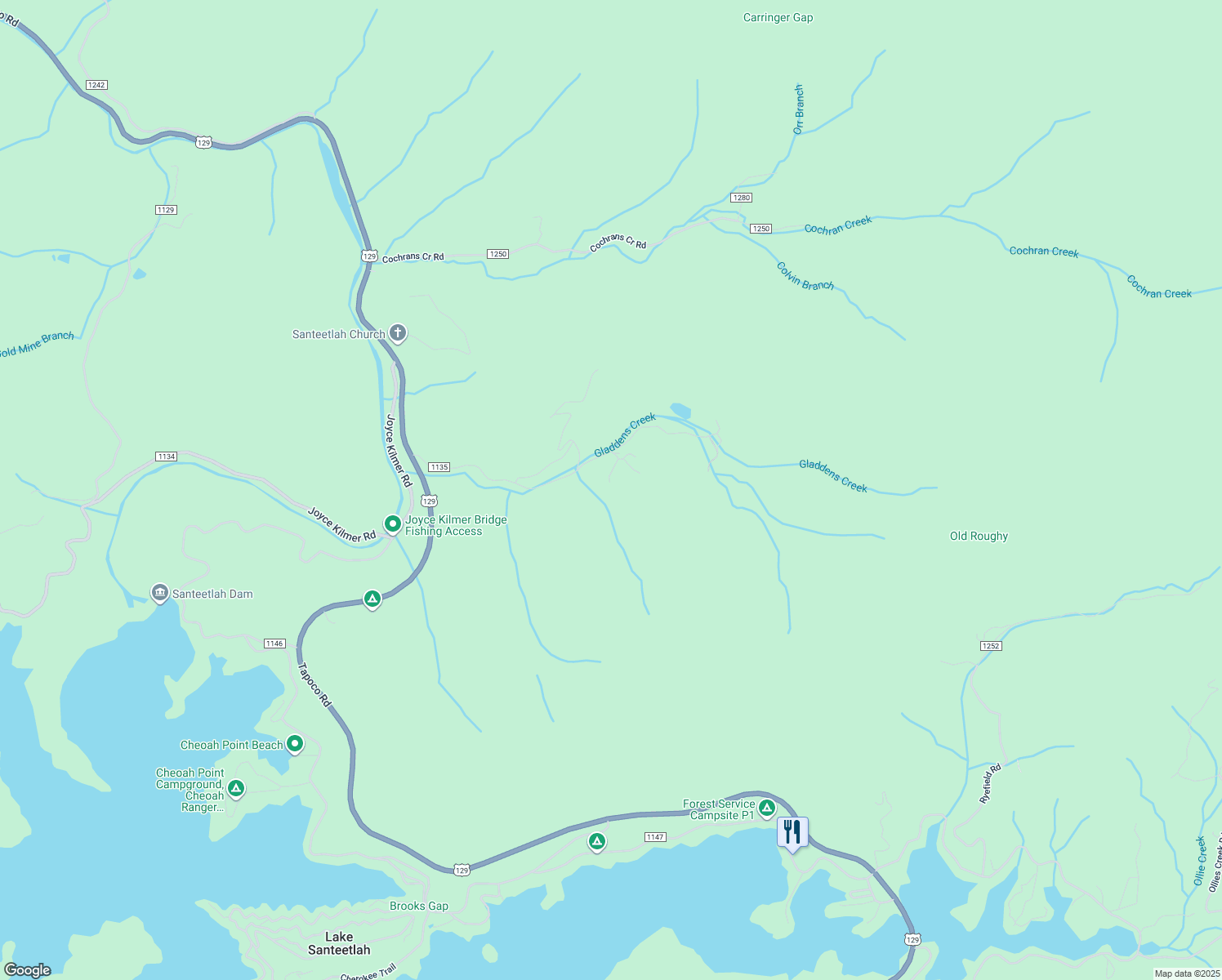 map of restaurants, bars, coffee shops, grocery stores, and more near 654 Gladdens Creek Road in Robbinsville
