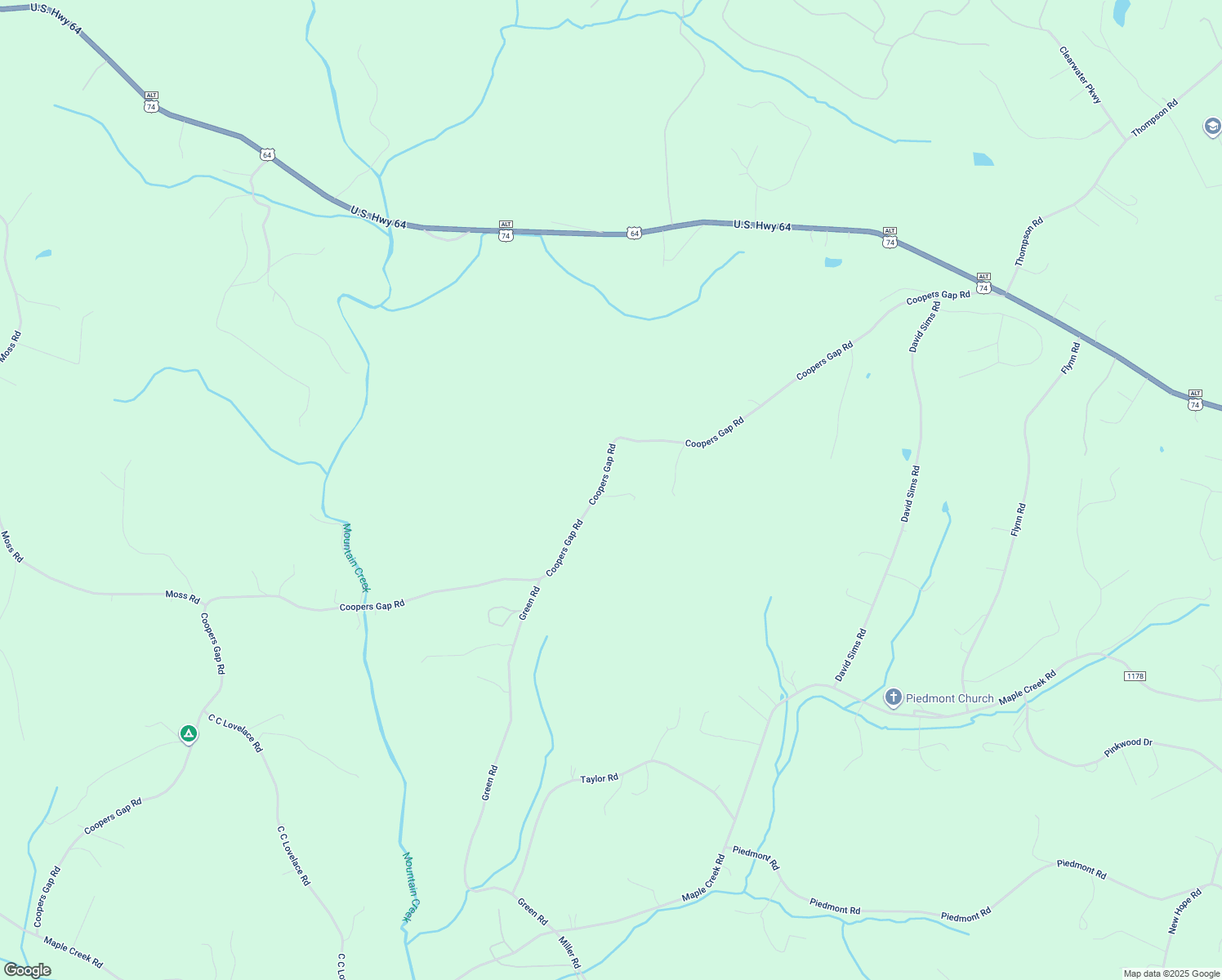 map of restaurants, bars, coffee shops, grocery stores, and more near 877 Coopers Gap Road in Rutherfordton
