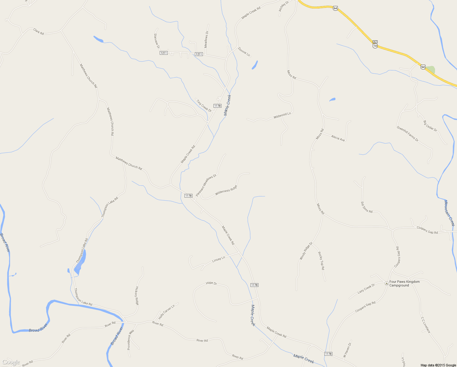 map of restaurants, bars, coffee shops, grocery stores, and more near 295 Wilderness Ridge in Rutherfordton