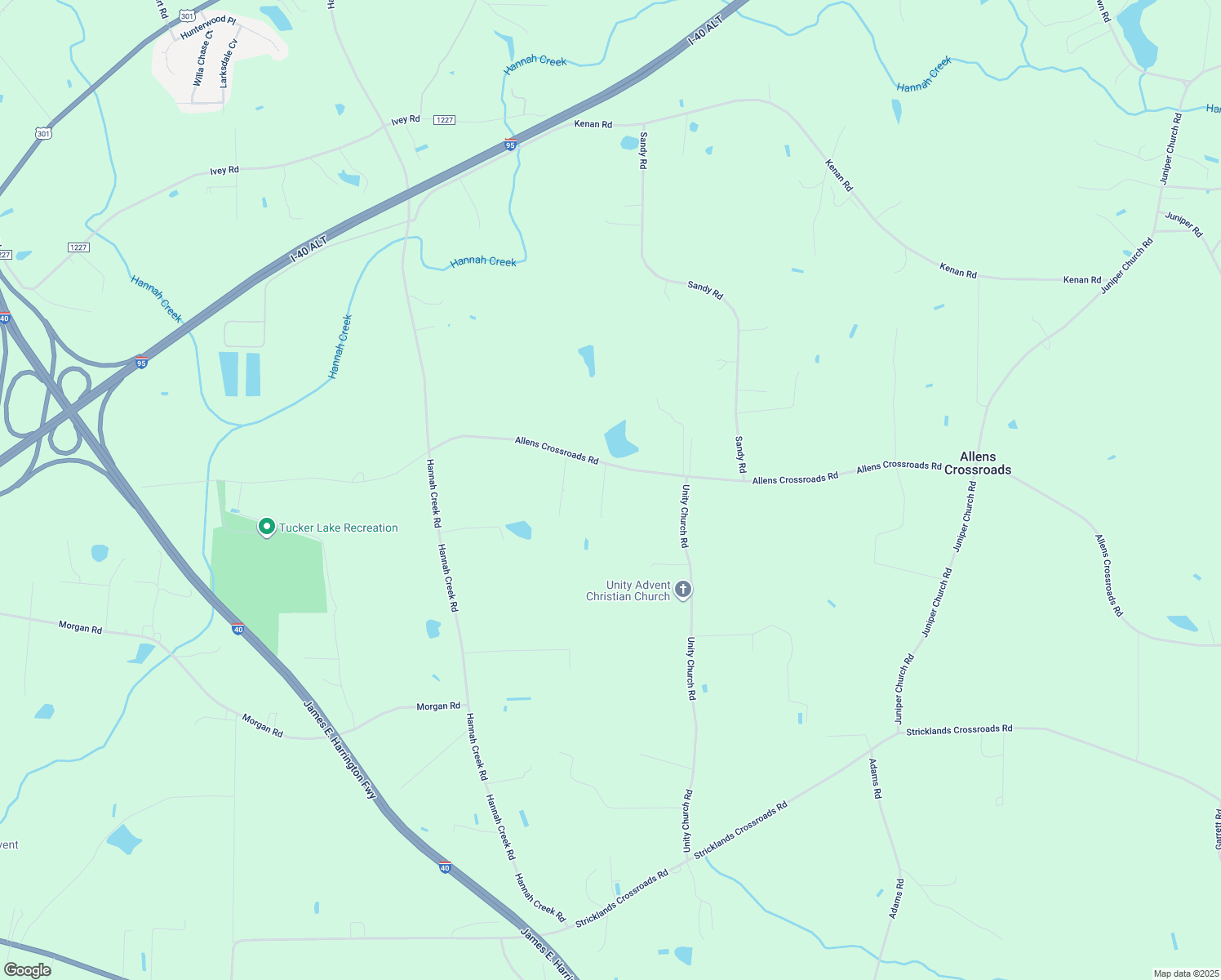 map of restaurants, bars, coffee shops, grocery stores, and more near 2035 Allens Crossroads Road in Four Oaks