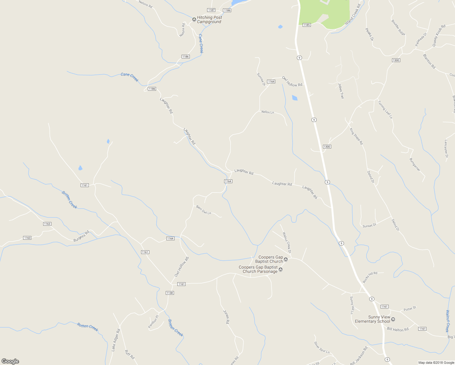 map of restaurants, bars, coffee shops, grocery stores, and more near Owl Hollow Road in Mill Spring