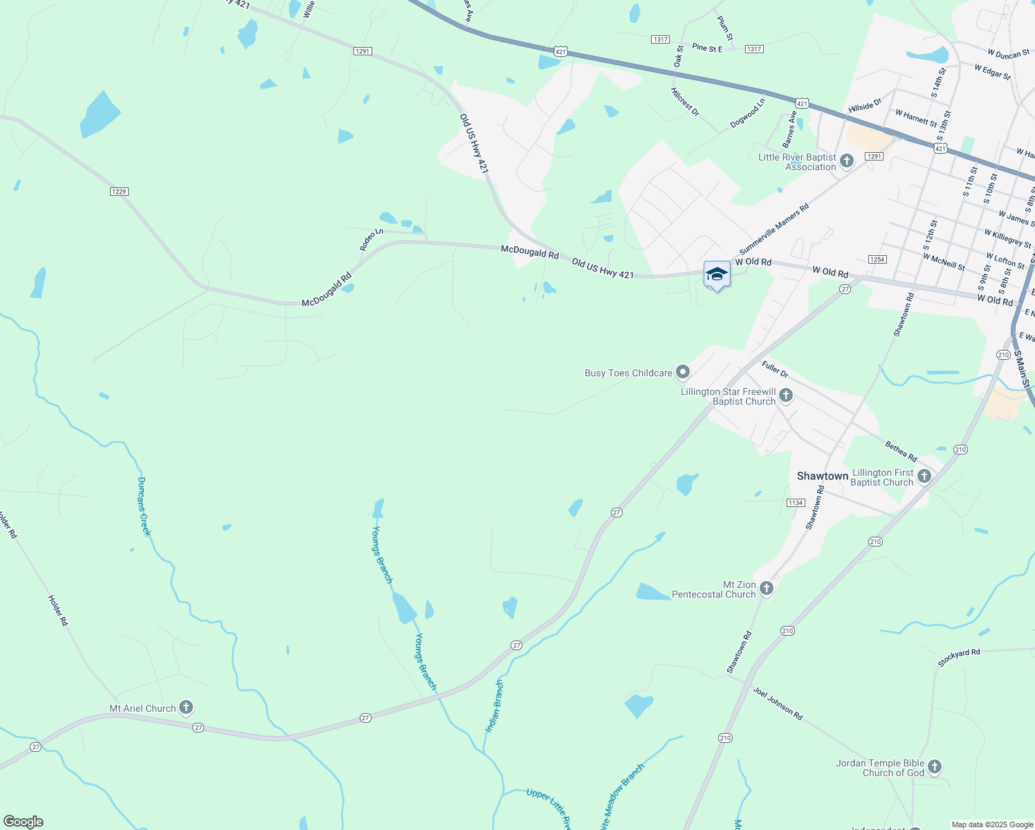 map of restaurants, bars, coffee shops, grocery stores, and more near 531 Samuel McKoy Ln in Lillington