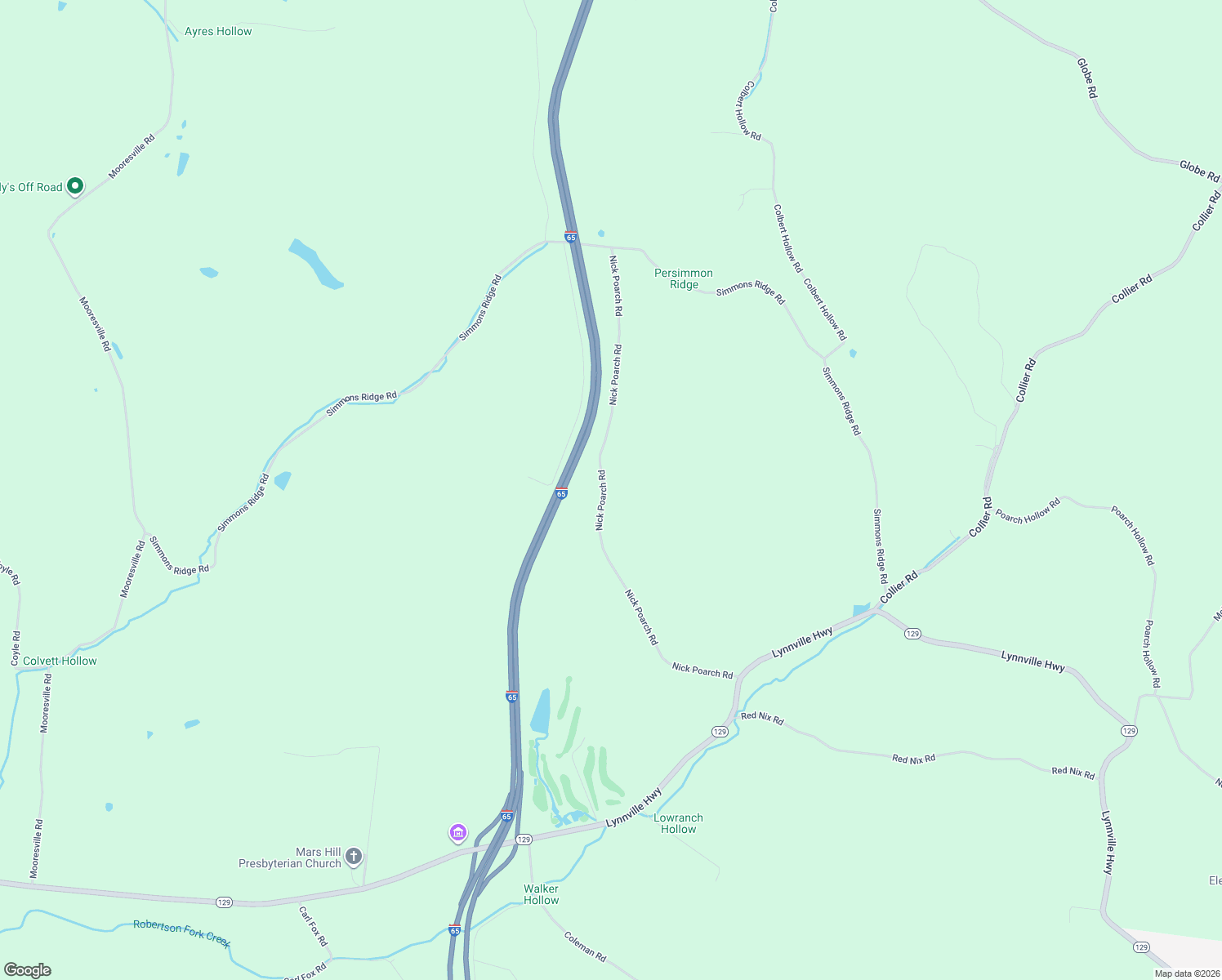map of restaurants, bars, coffee shops, grocery stores, and more near 2116 Nick Poarch Road in Cornersville