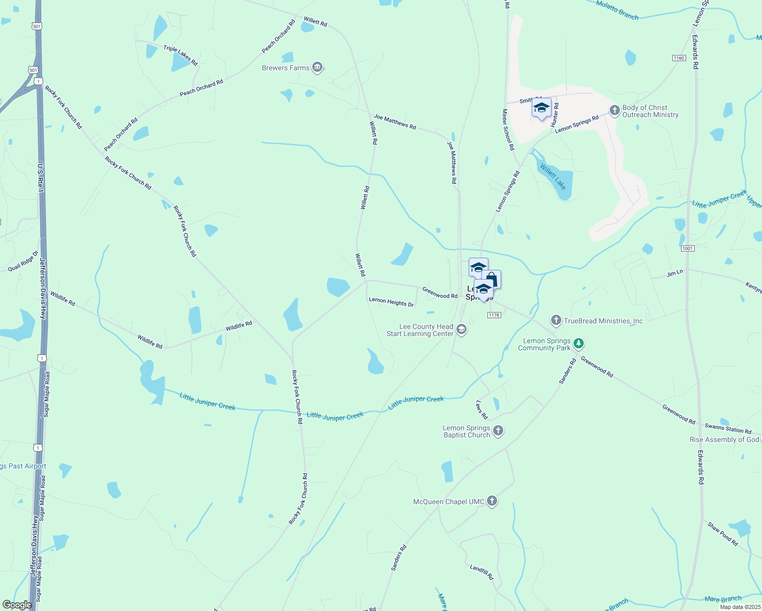 map of restaurants, bars, coffee shops, grocery stores, and more near 4619 Lemon Heights Drive in Sanford