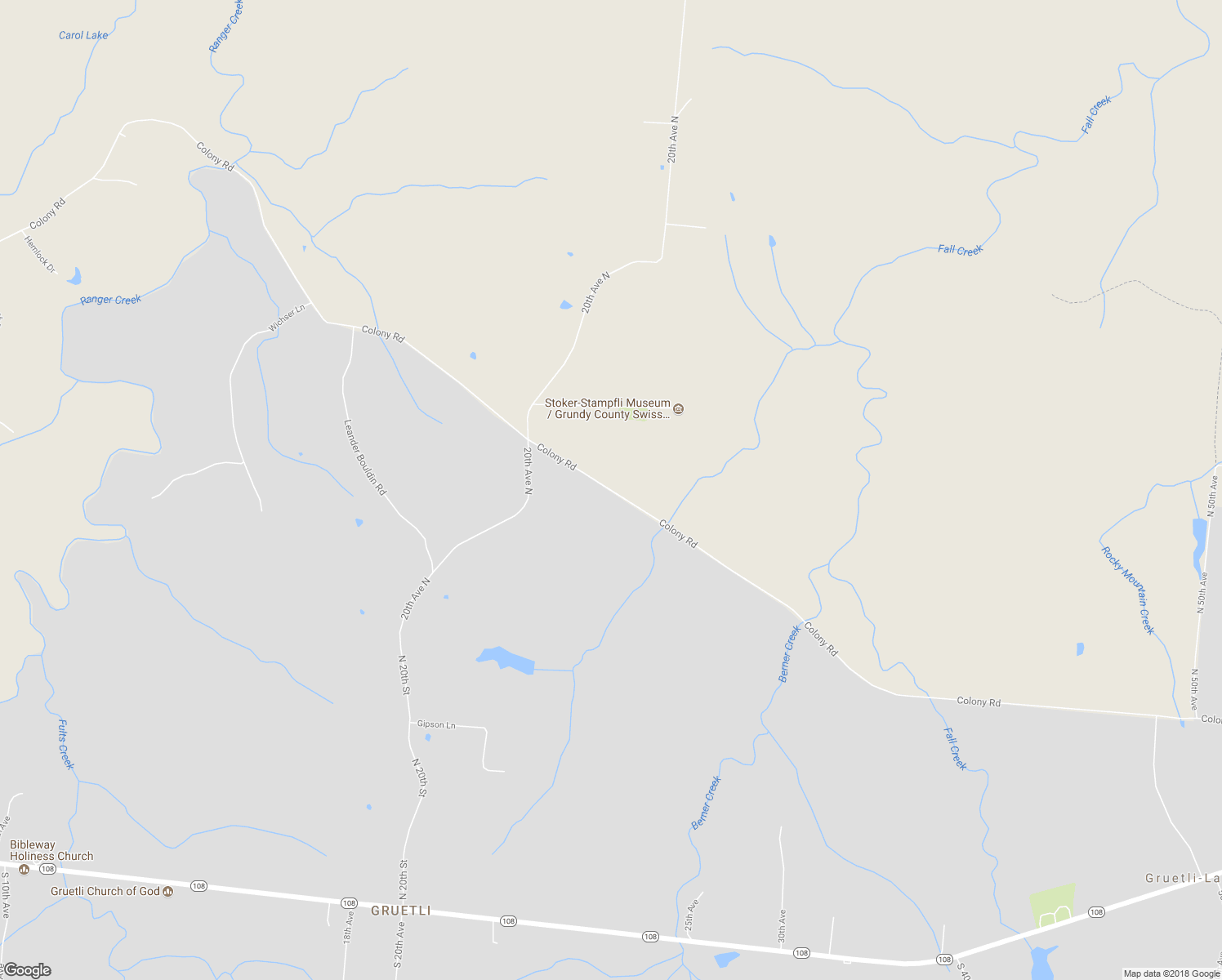 map of restaurants, bars, coffee shops, grocery stores, and more near 3800 Colony Road in Gruetli-Laager