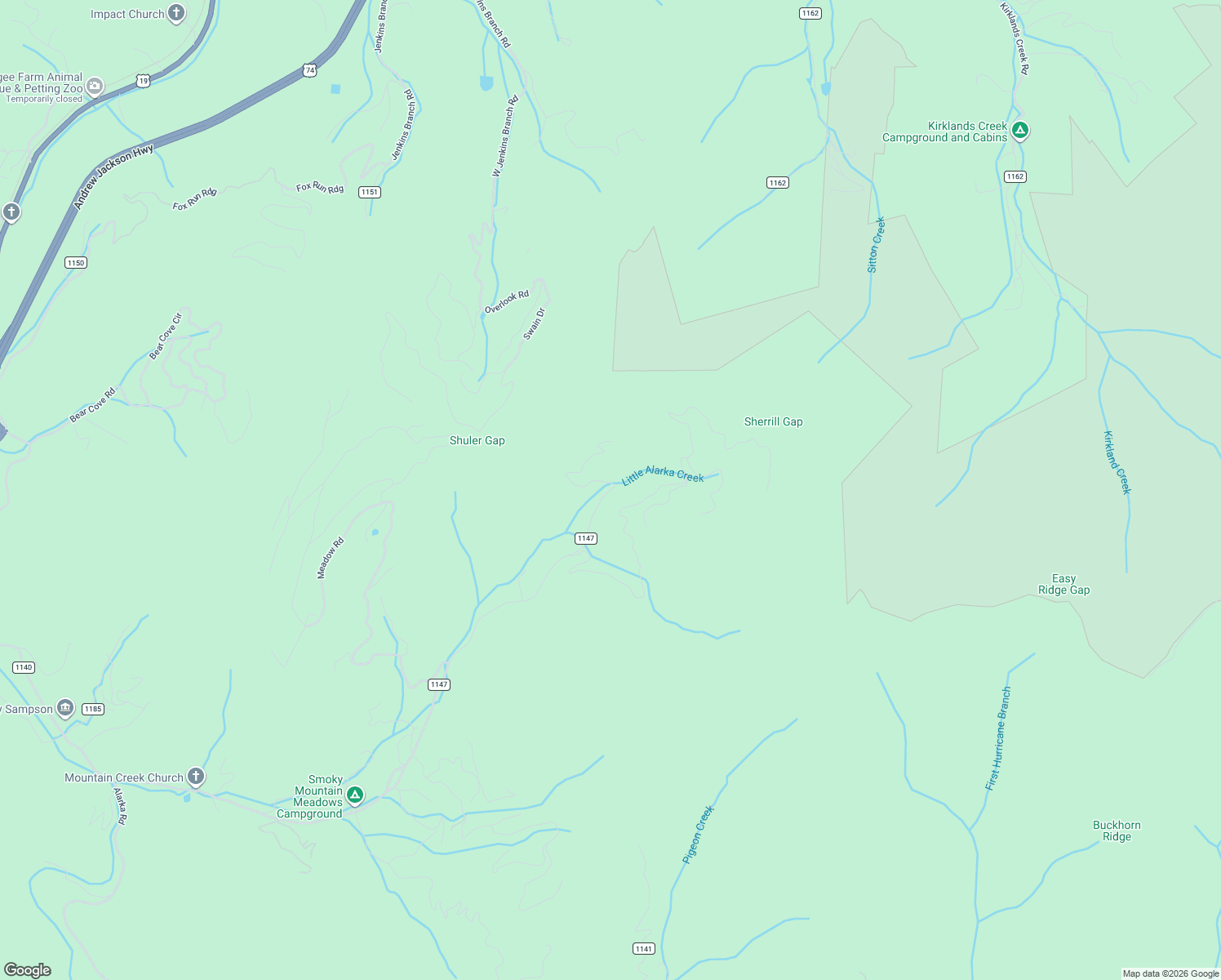 map of restaurants, bars, coffee shops, grocery stores, and more near 2098 East Alarka Road in Bryson City