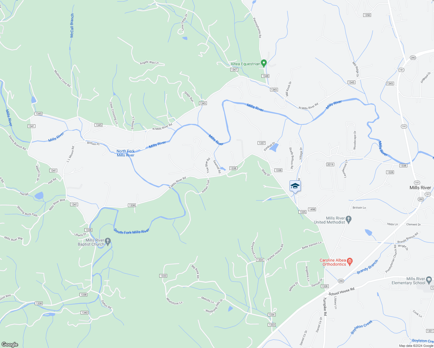 map of restaurants, bars, coffee shops, grocery stores, and more near 392 South Mills River Road in Mills River