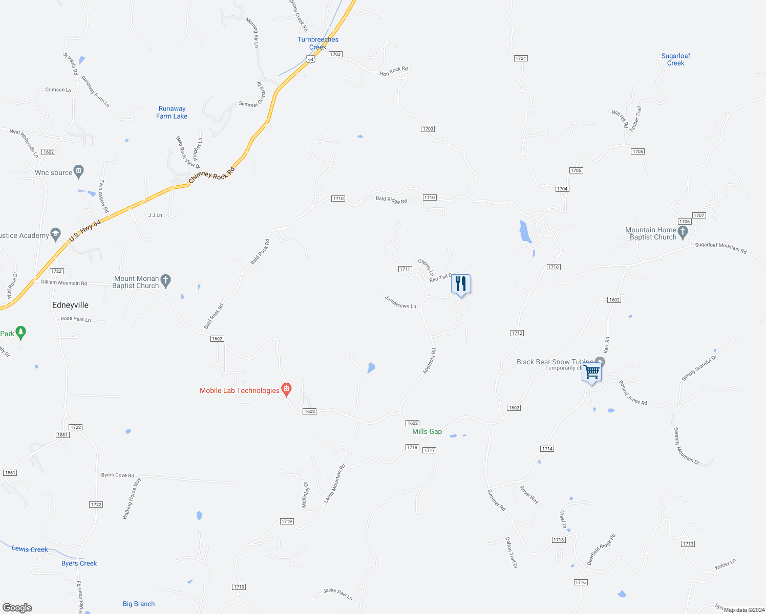 map of restaurants, bars, coffee shops, grocery stores, and more near 215 Jamestown Lane in Hendersonville
