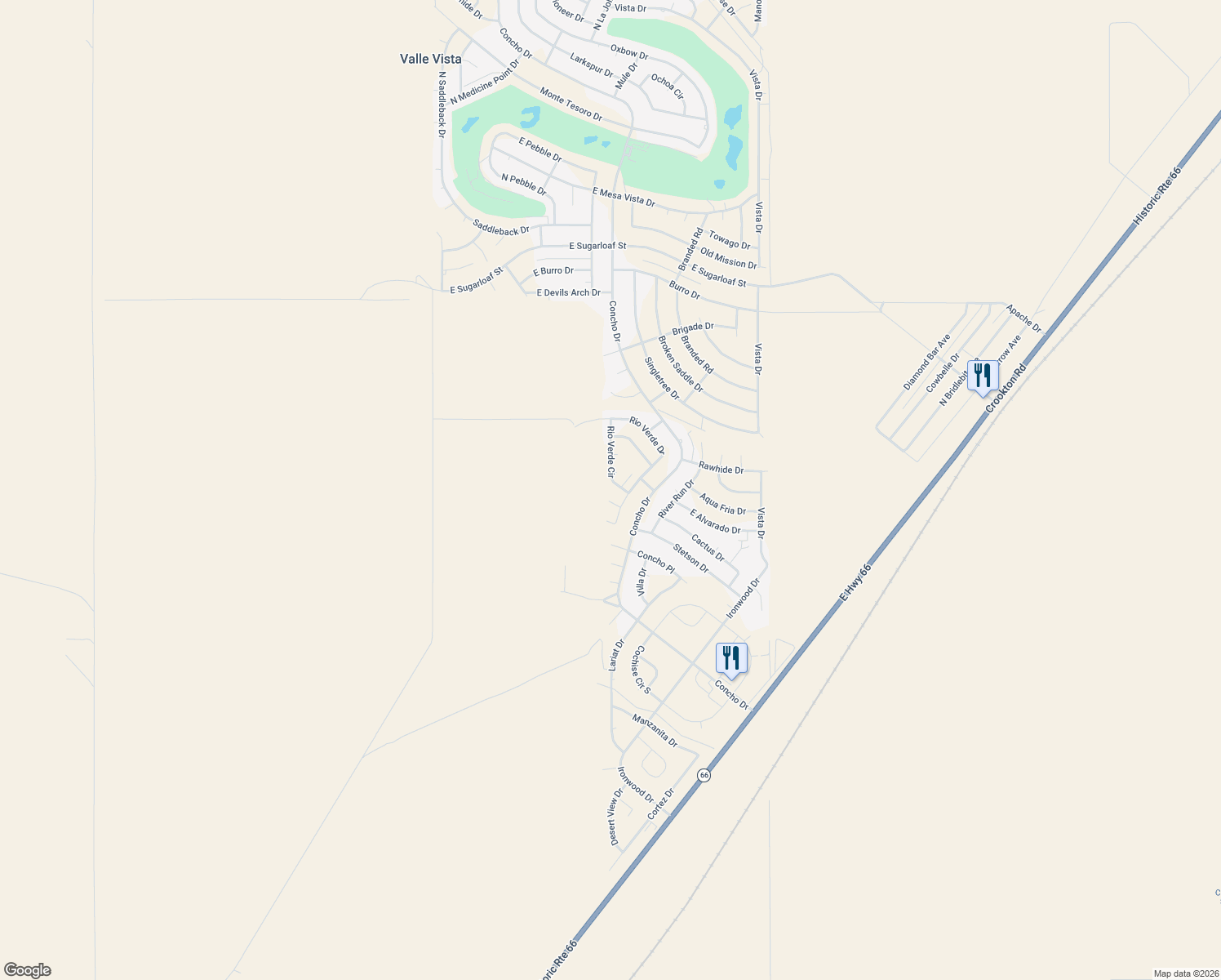 map of restaurants, bars, coffee shops, grocery stores, and more near 9251 Rio Verde Circle in Kingman