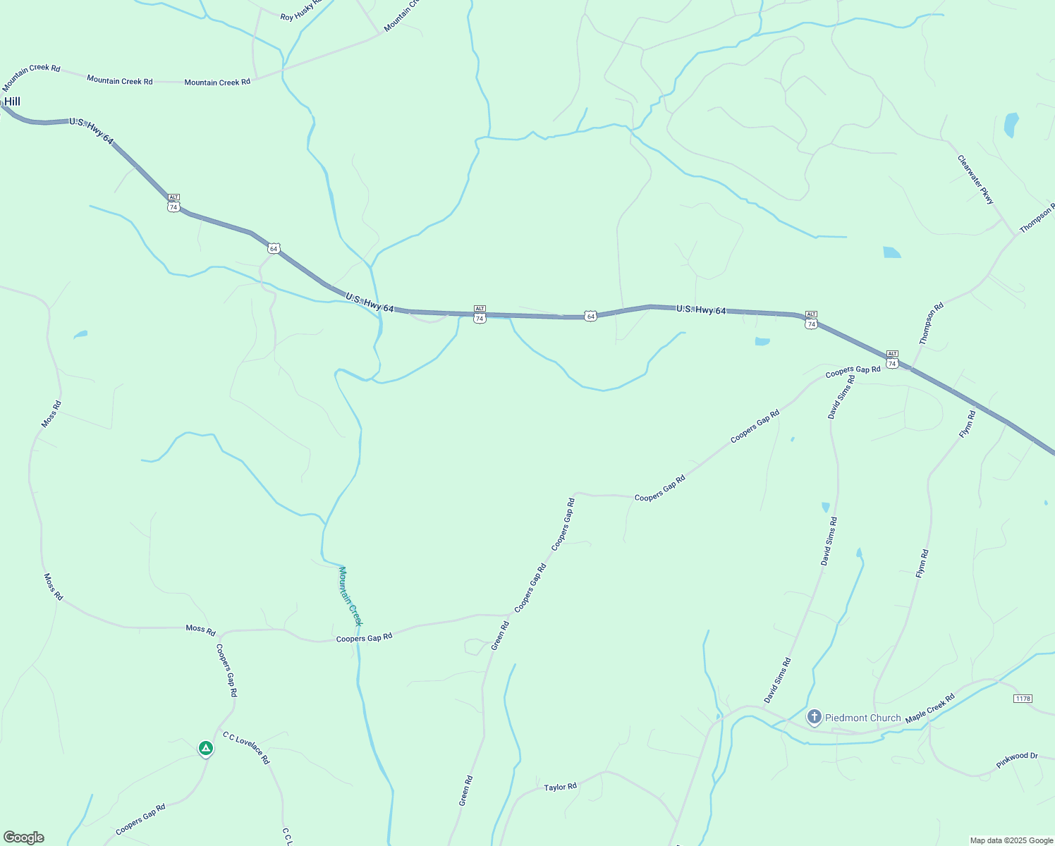 map of restaurants, bars, coffee shops, grocery stores, and more near 708 Coopers Gap Road in Rutherfordton