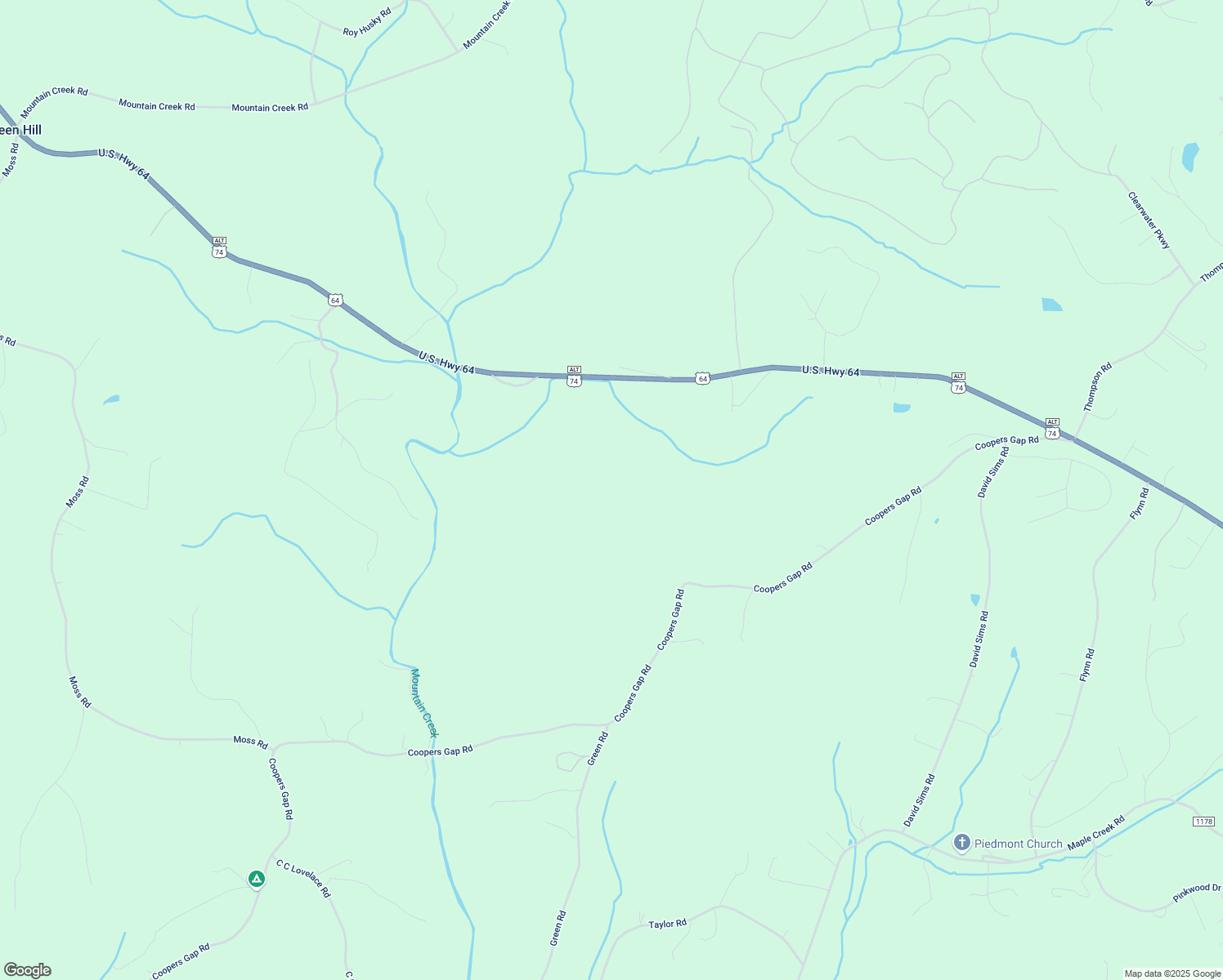 map of restaurants, bars, coffee shops, grocery stores, and more near 708 Coopers Gap Road in Rutherfordton