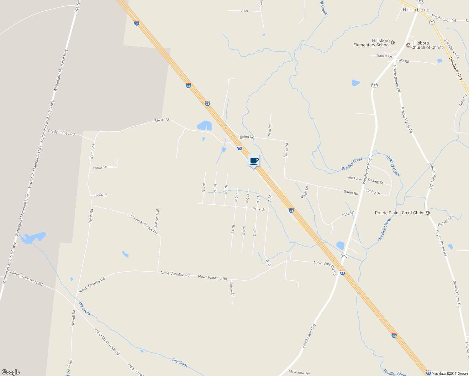 map of restaurants, bars, coffee shops, grocery stores, and more near 141 N D St in Hillsboro