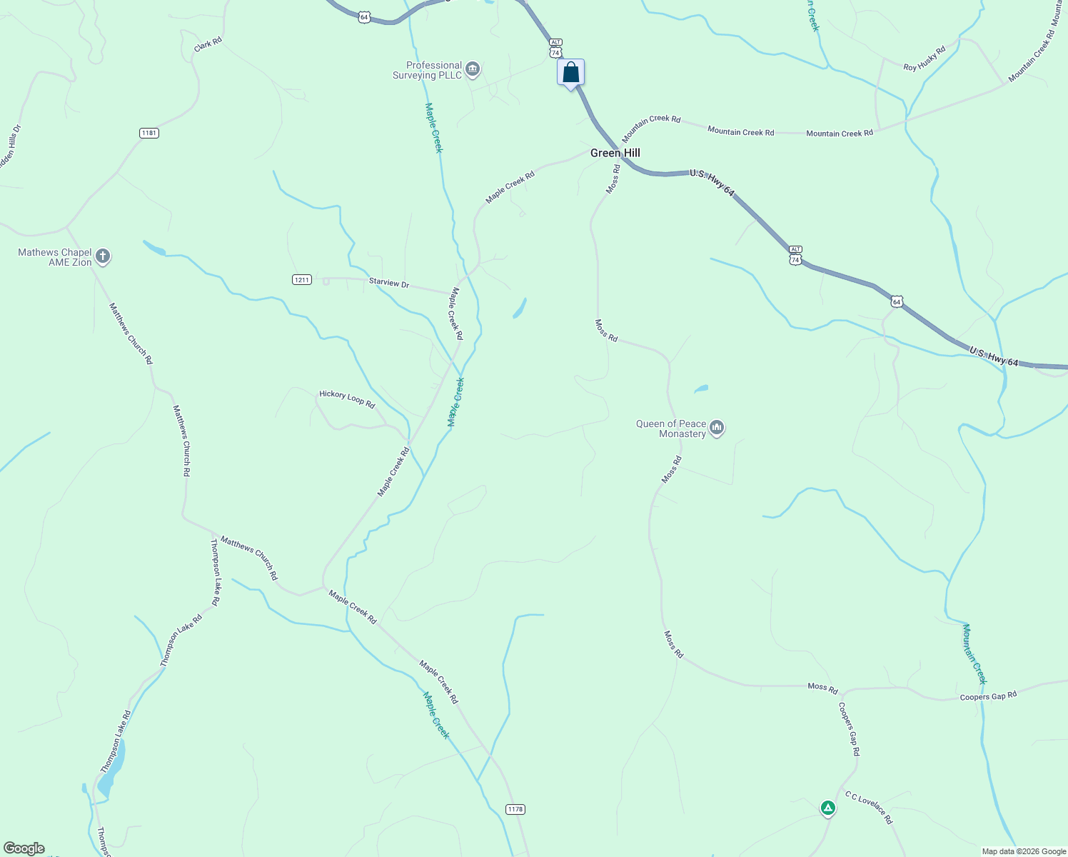 map of restaurants, bars, coffee shops, grocery stores, and more near 368 Wildwood Lane in Rutherfordton