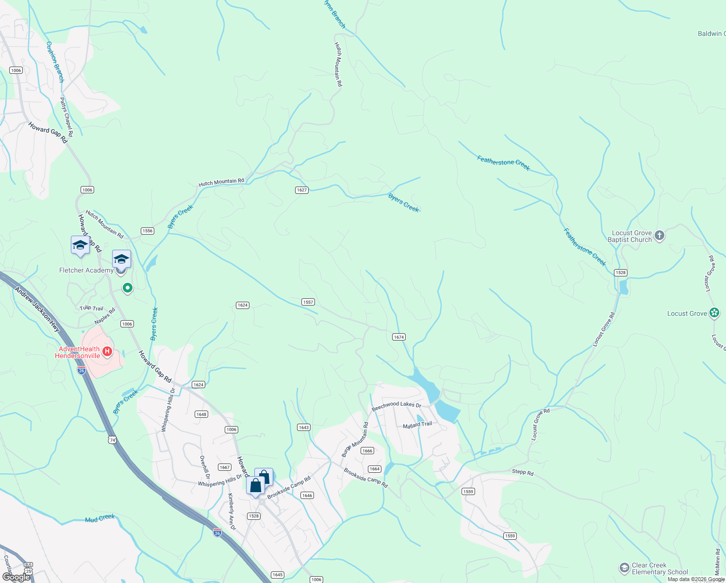 map of restaurants, bars, coffee shops, grocery stores, and more near 161 Ridgeview Drive in Hendersonville