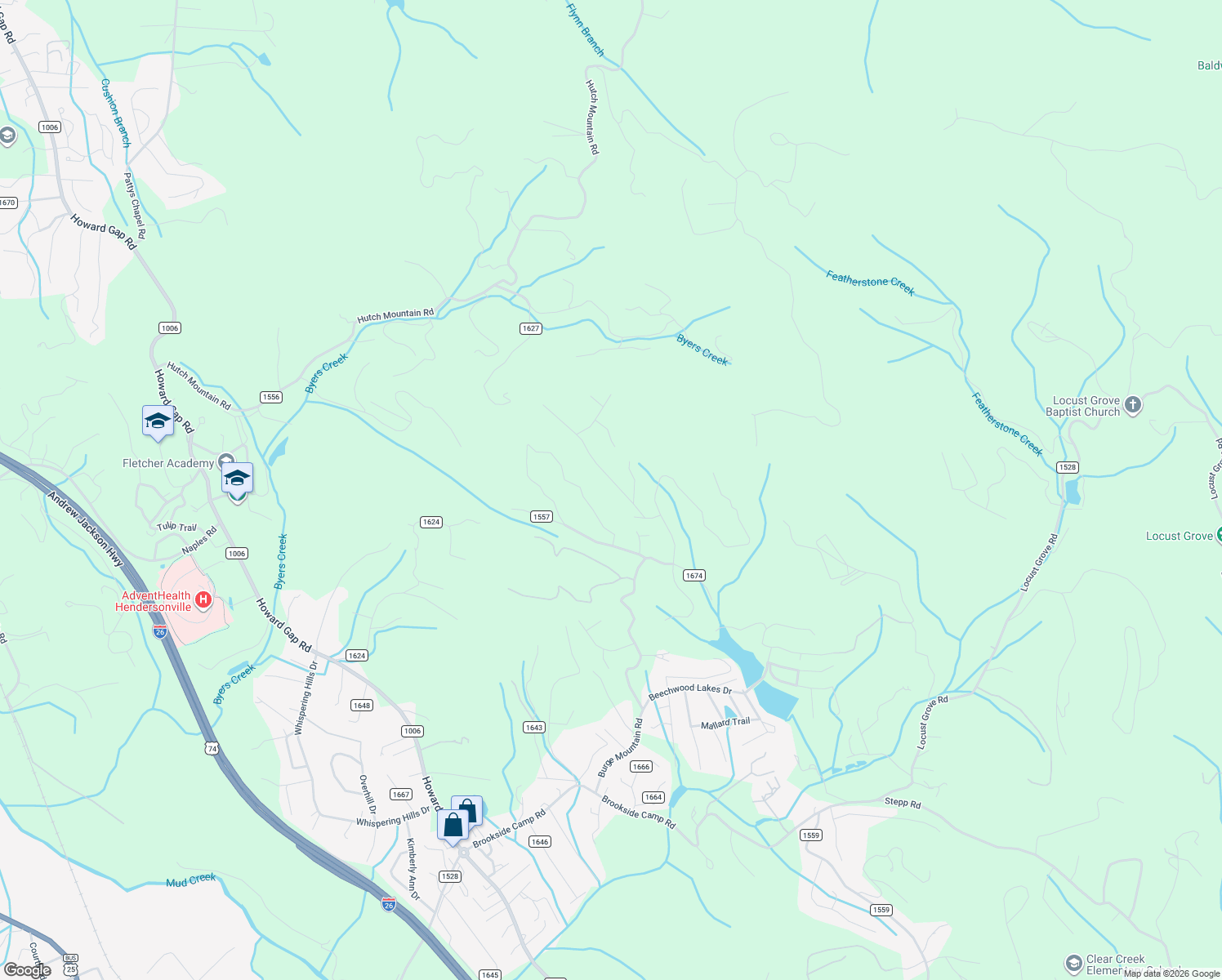 map of restaurants, bars, coffee shops, grocery stores, and more near 799 North Sunlight Ridge Court in Hendersonville