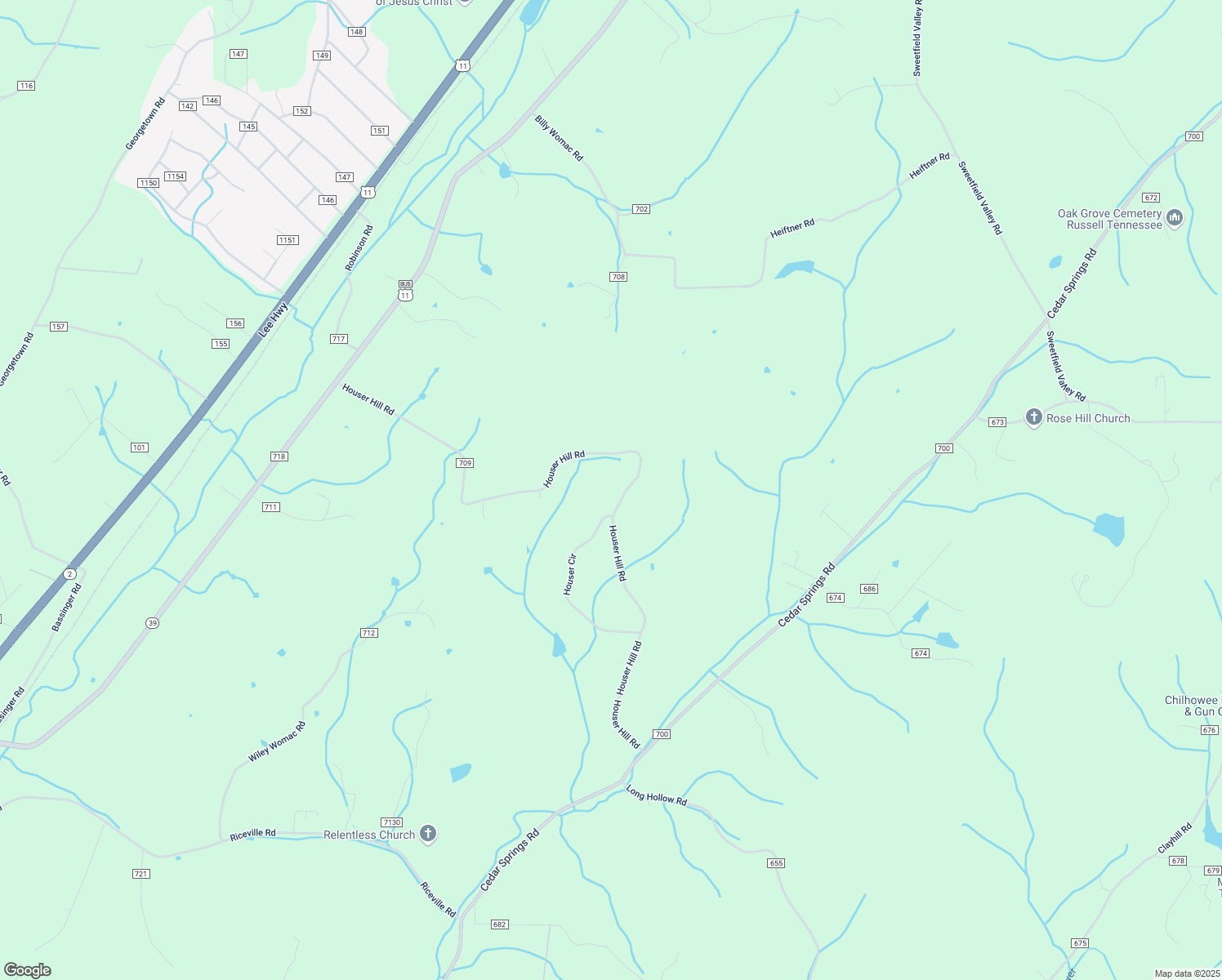 map of restaurants, bars, coffee shops, grocery stores, and more near 362 County Road 709 in Riceville