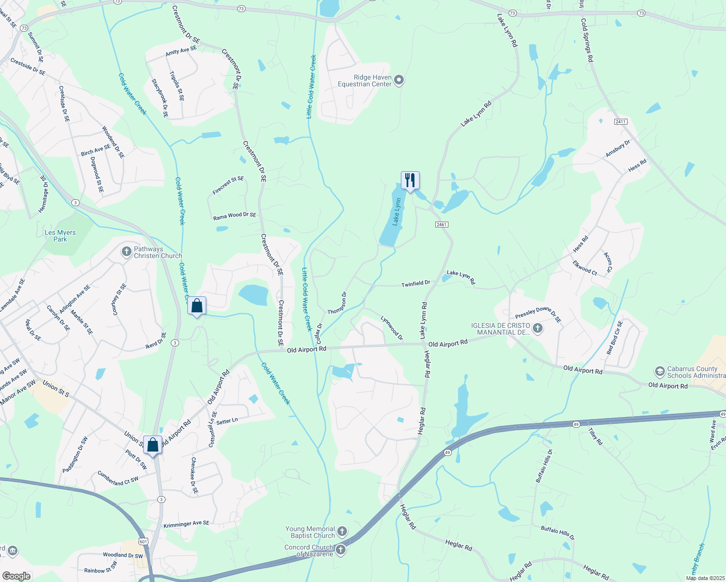 map of restaurants, bars, coffee shops, grocery stores, and more near Banbury Lane in Concord