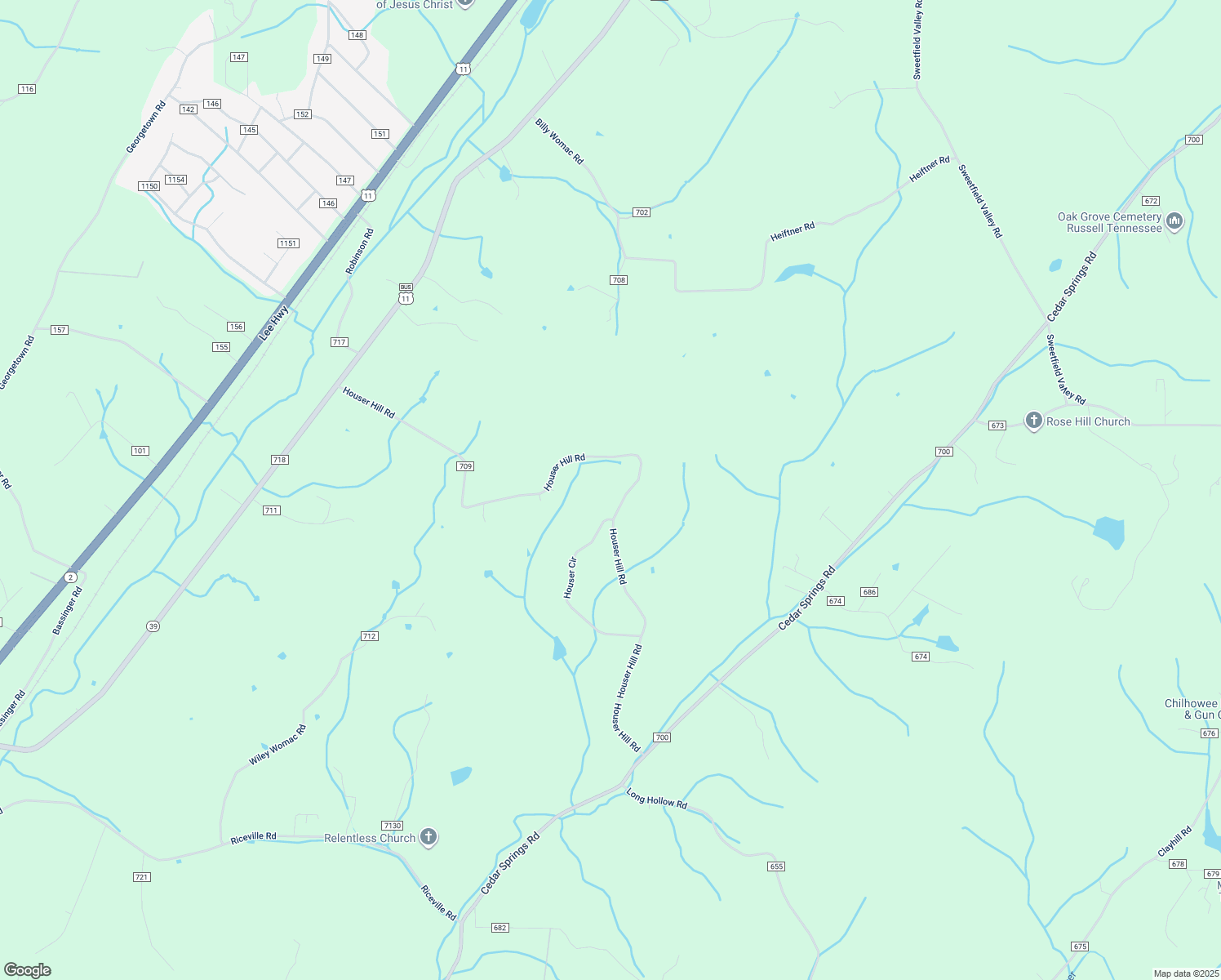 map of restaurants, bars, coffee shops, grocery stores, and more near 362 County Road 709 in Riceville
