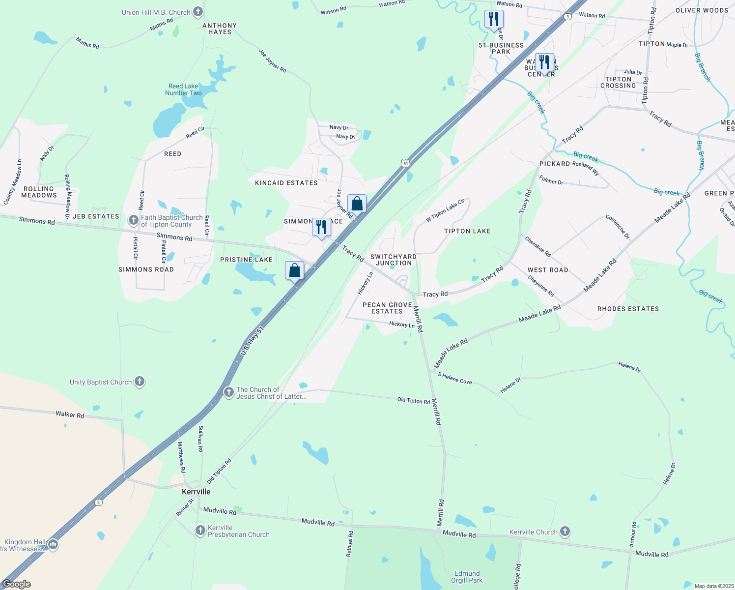 map of restaurants, bars, coffee shops, grocery stores, and more near 134 Hickory Ln in Millington