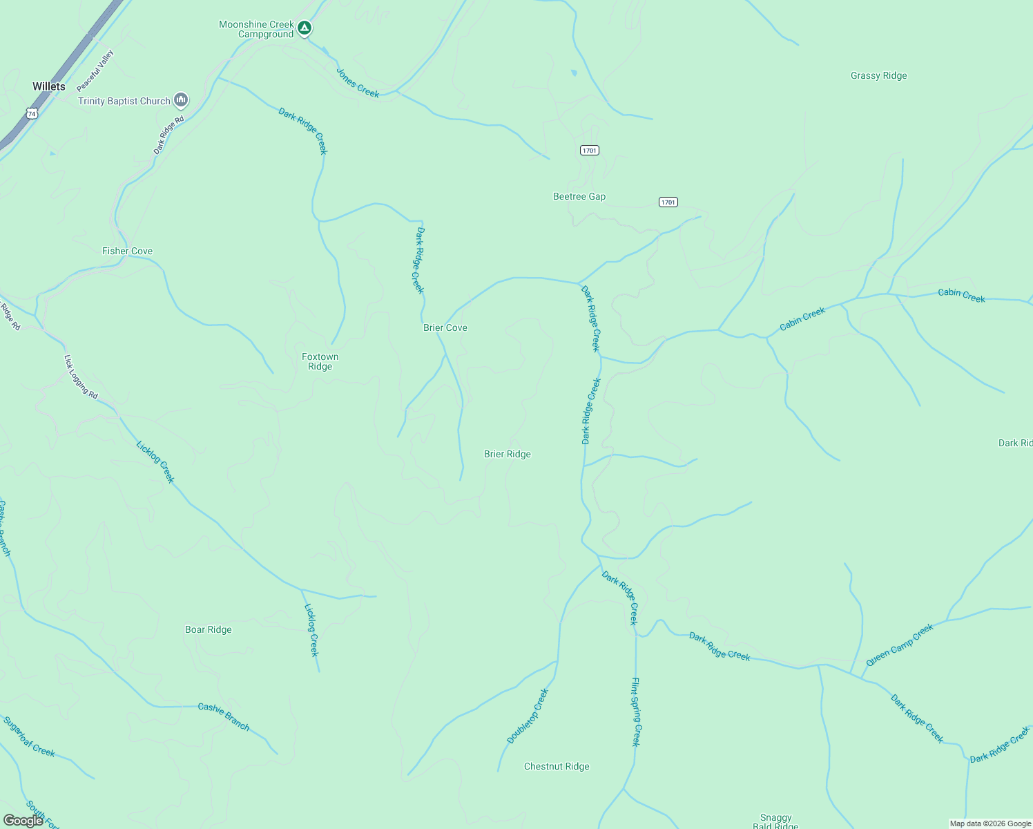 map of restaurants, bars, coffee shops, grocery stores, and more near 354 Cabin Ridge in Cullowhee