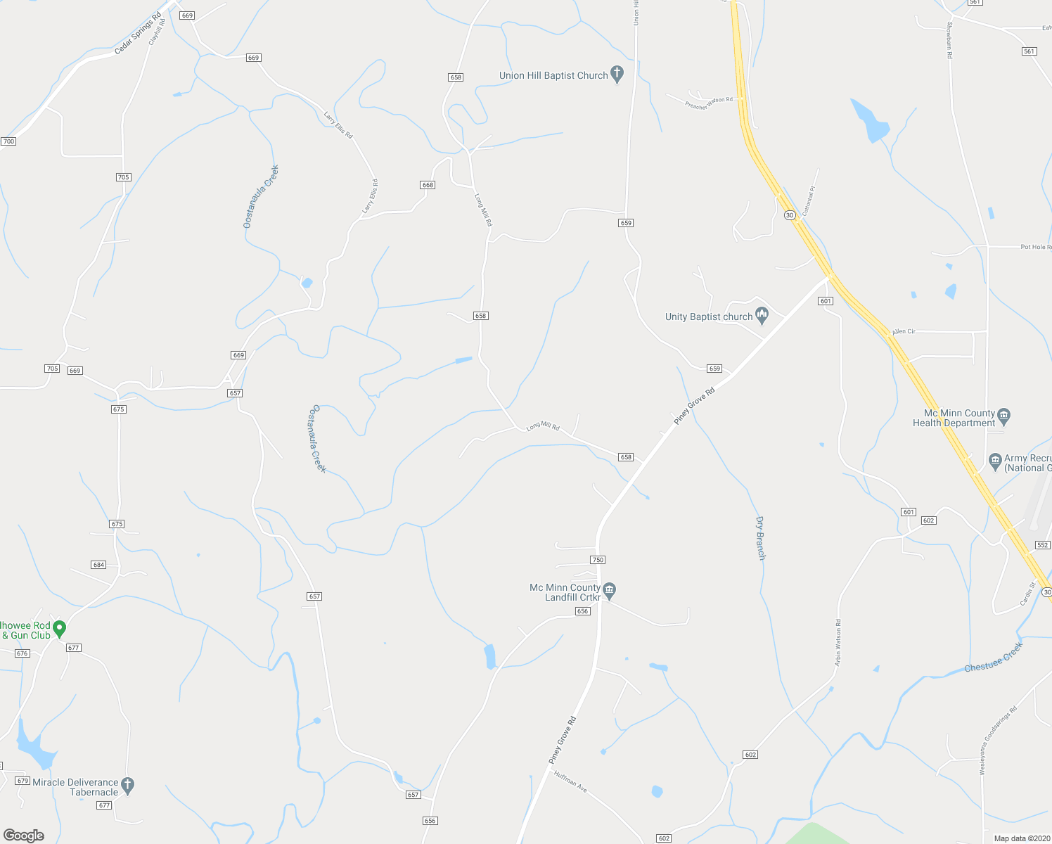 map of restaurants, bars, coffee shops, grocery stores, and more near 1614 County Road 658 in Athens