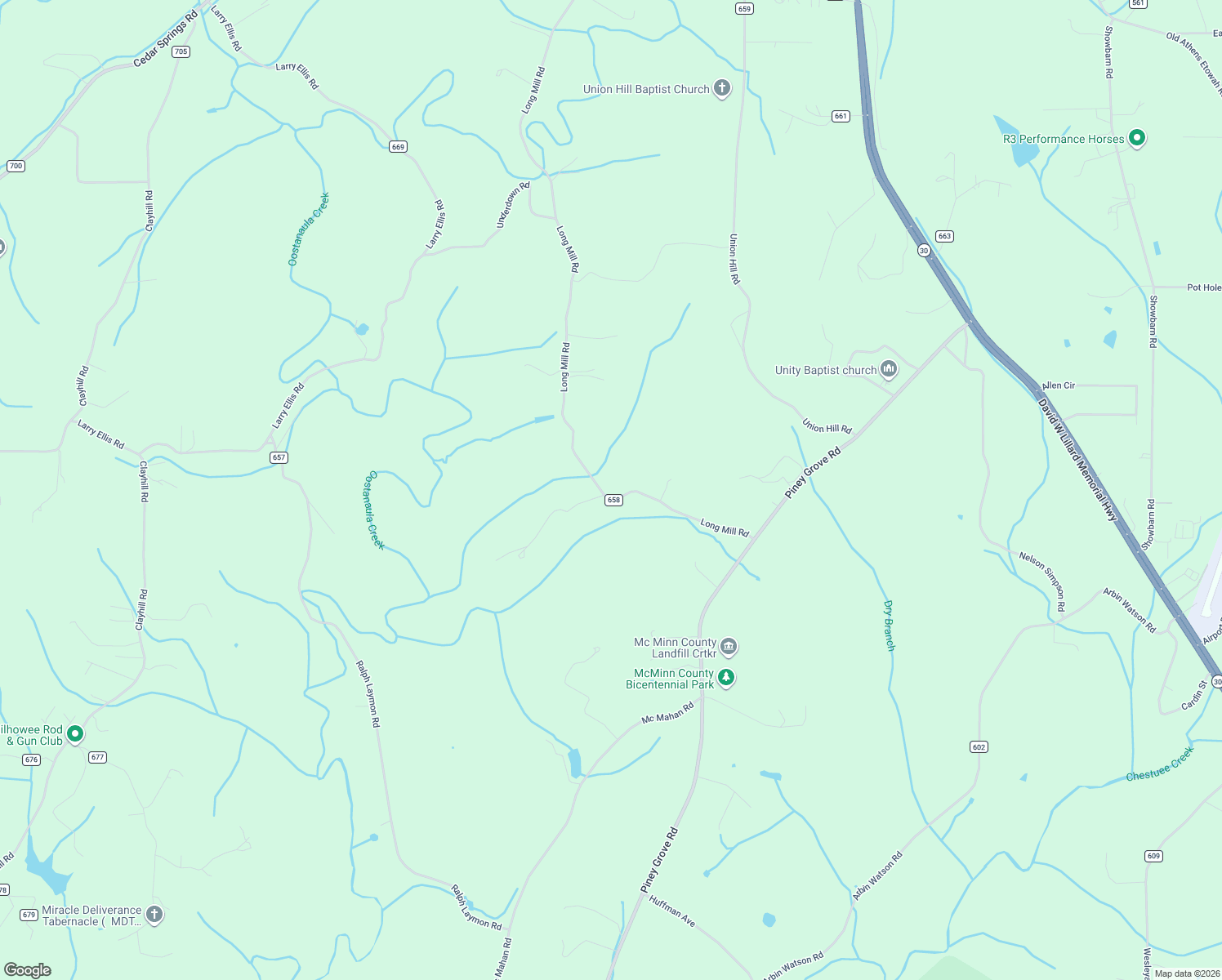map of restaurants, bars, coffee shops, grocery stores, and more near 1615 County Road 658 in Athens