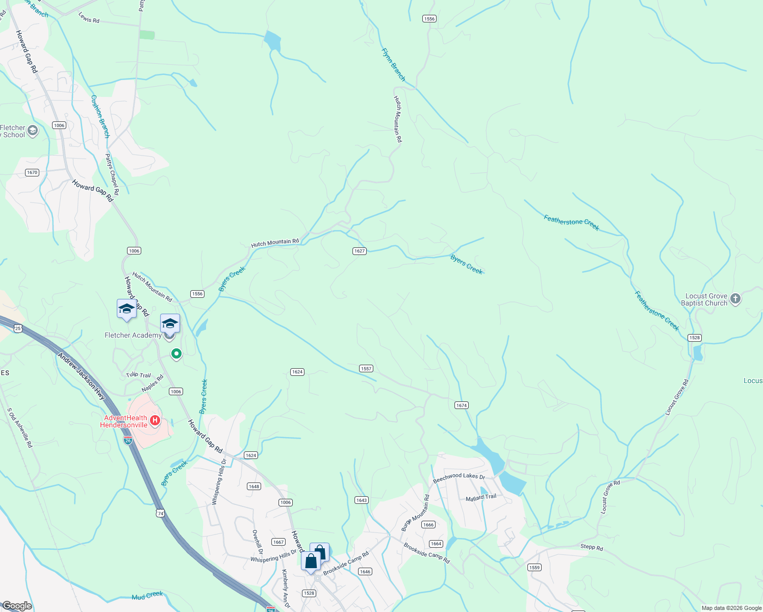 map of restaurants, bars, coffee shops, grocery stores, and more near 910 Sunlight Ridge Drive in Hendersonville