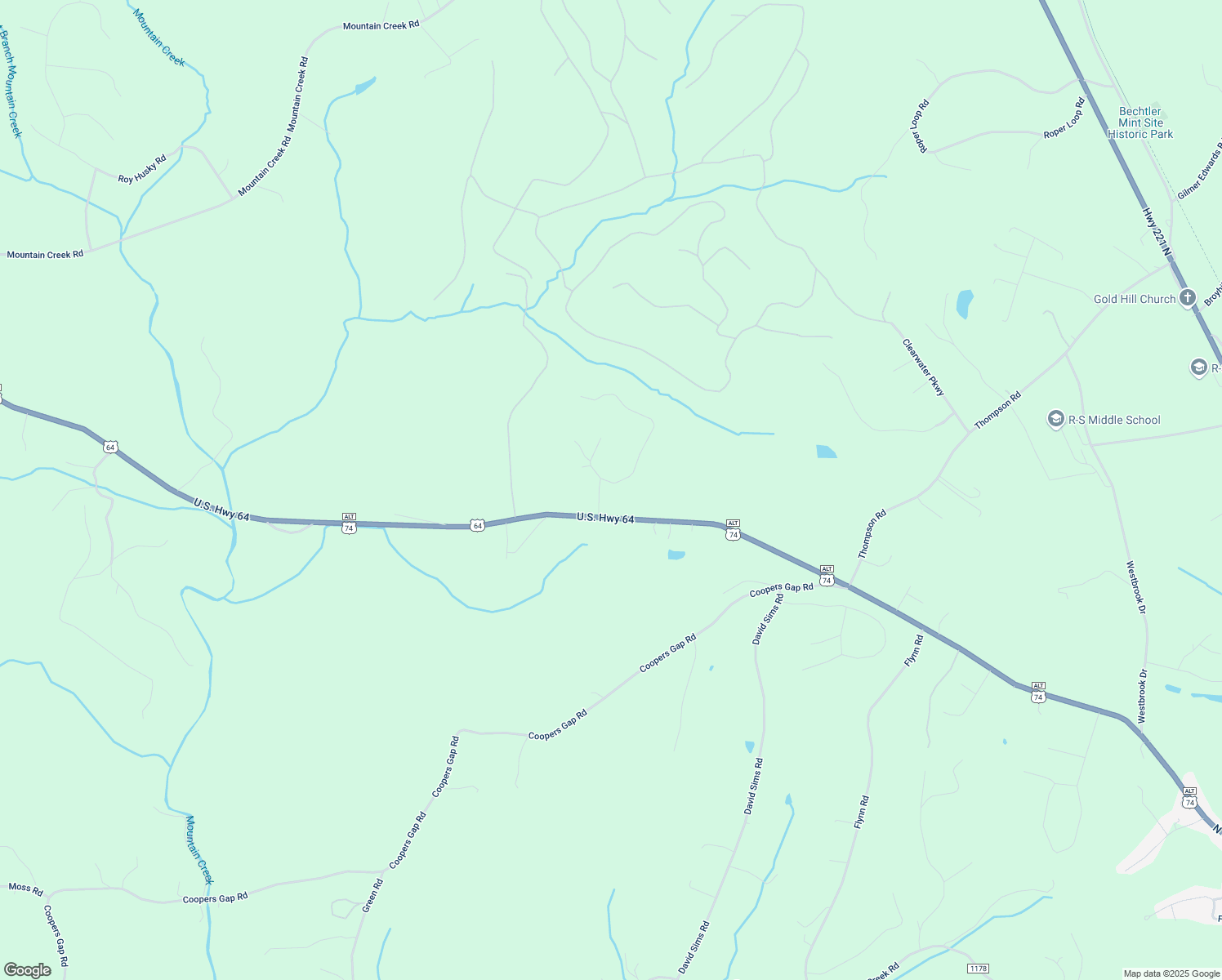 map of restaurants, bars, coffee shops, grocery stores, and more near 138 Bent Tree Drive in Rutherfordton